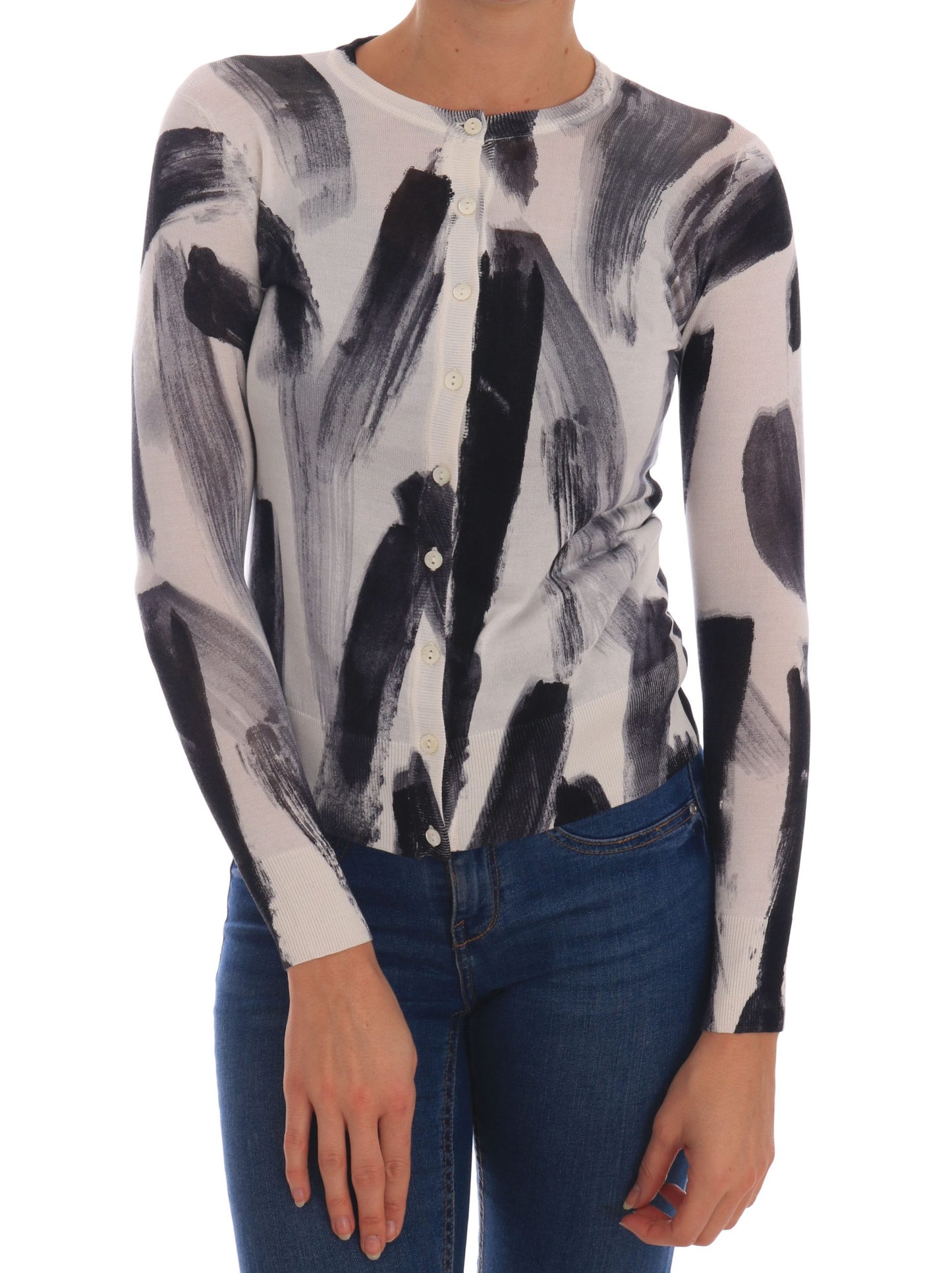 Cardigan léger en soie avec motif de peinture