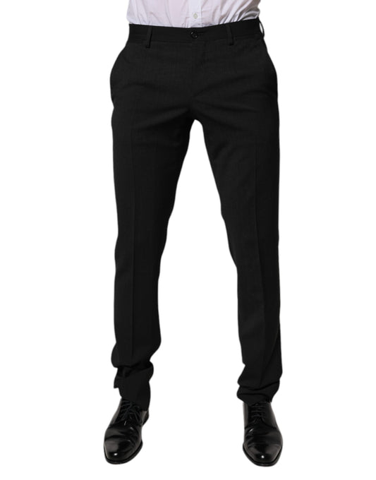 Pantalones de vestir formales cónicos de poliéster negro para hombre