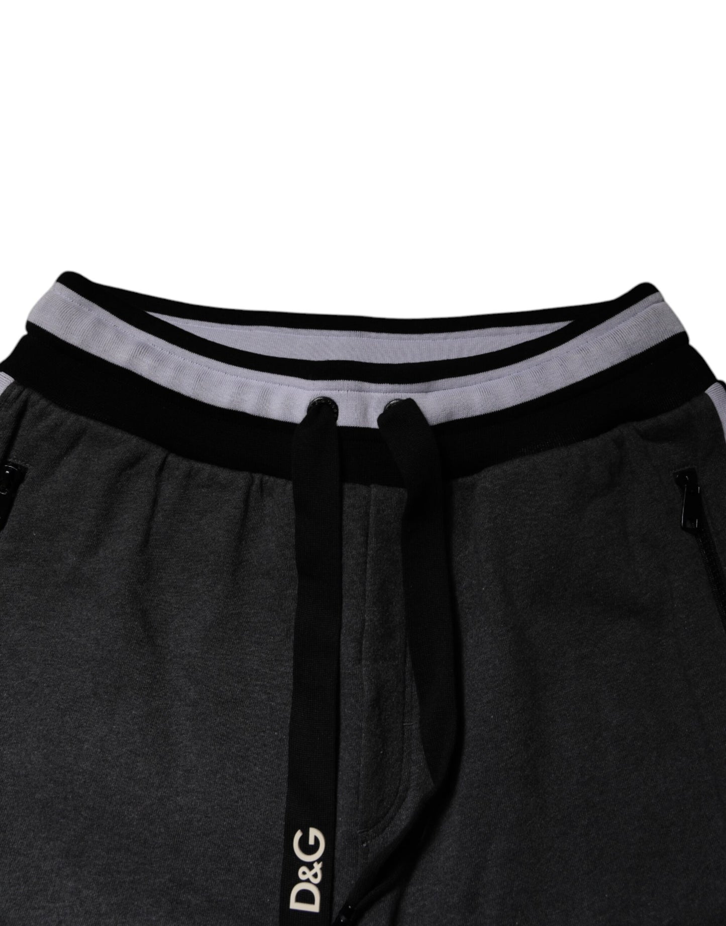 Pantalon de survêtement en coton noir et gris pour homme
