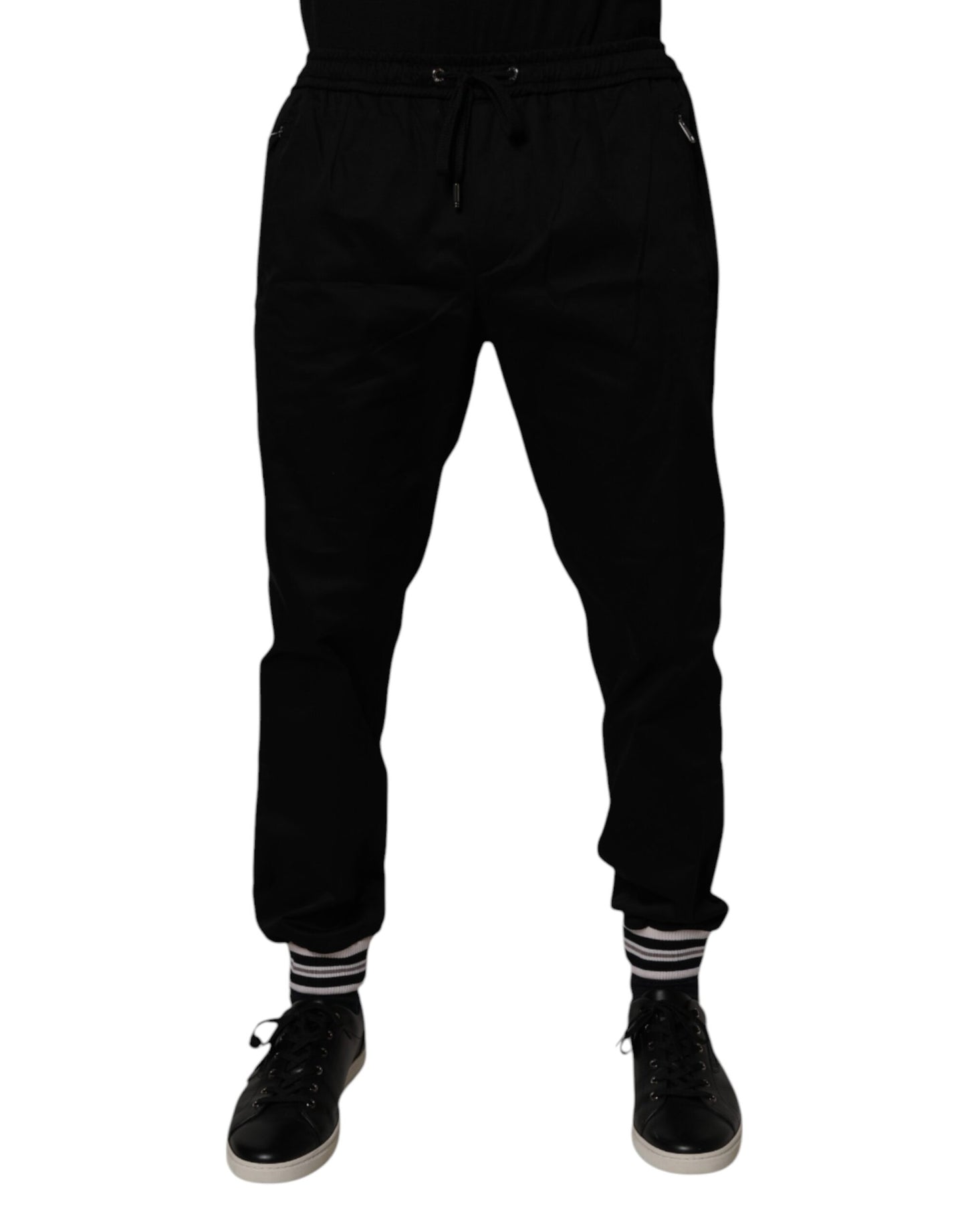 Pantalones deportivos negros de algodón elástico