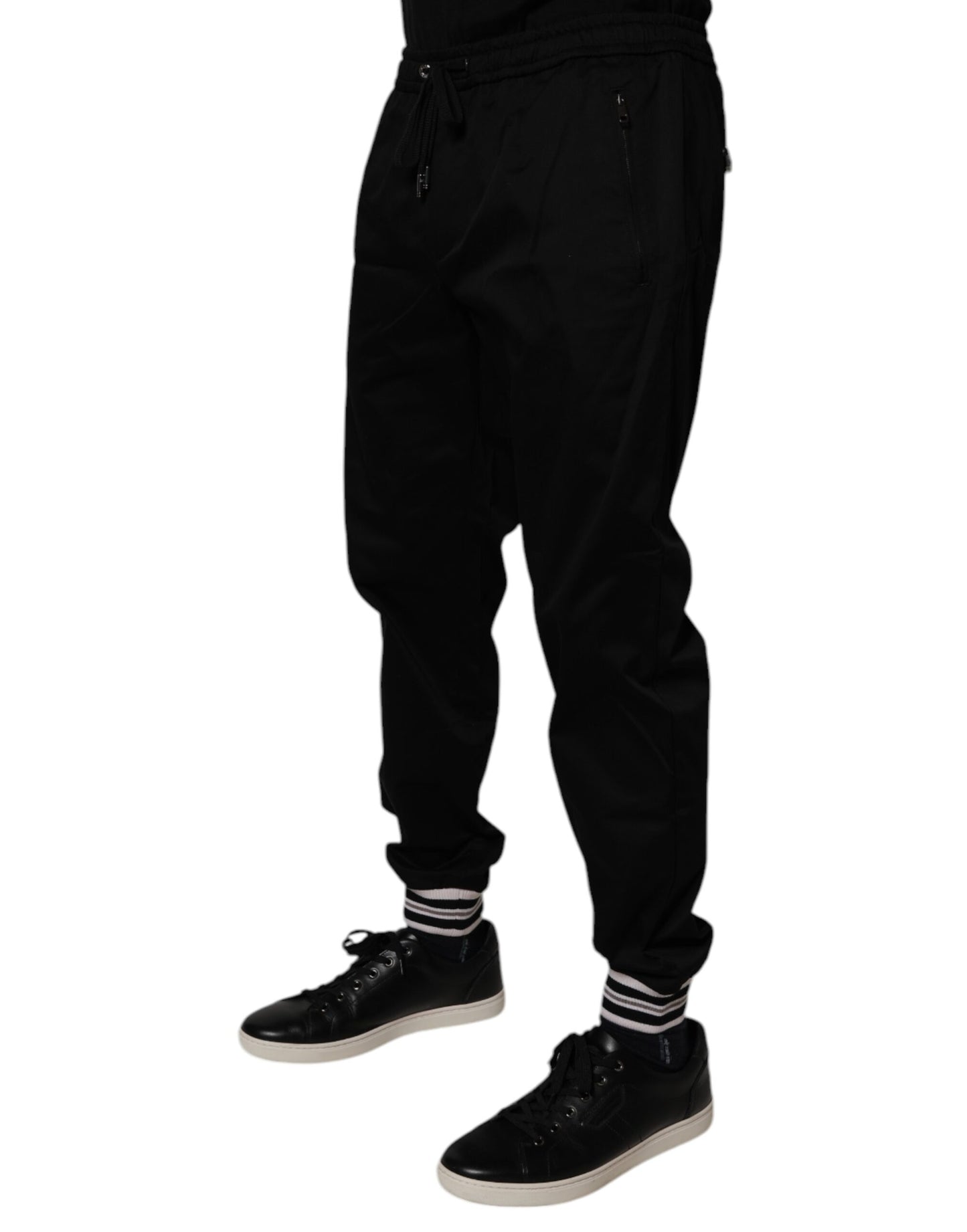 Pantalones deportivos negros de algodón elástico