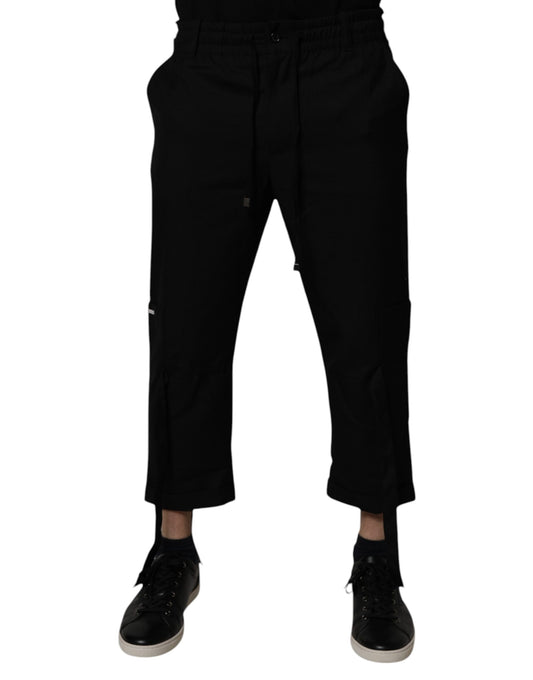 Pantalon court noir en polyester pour homme