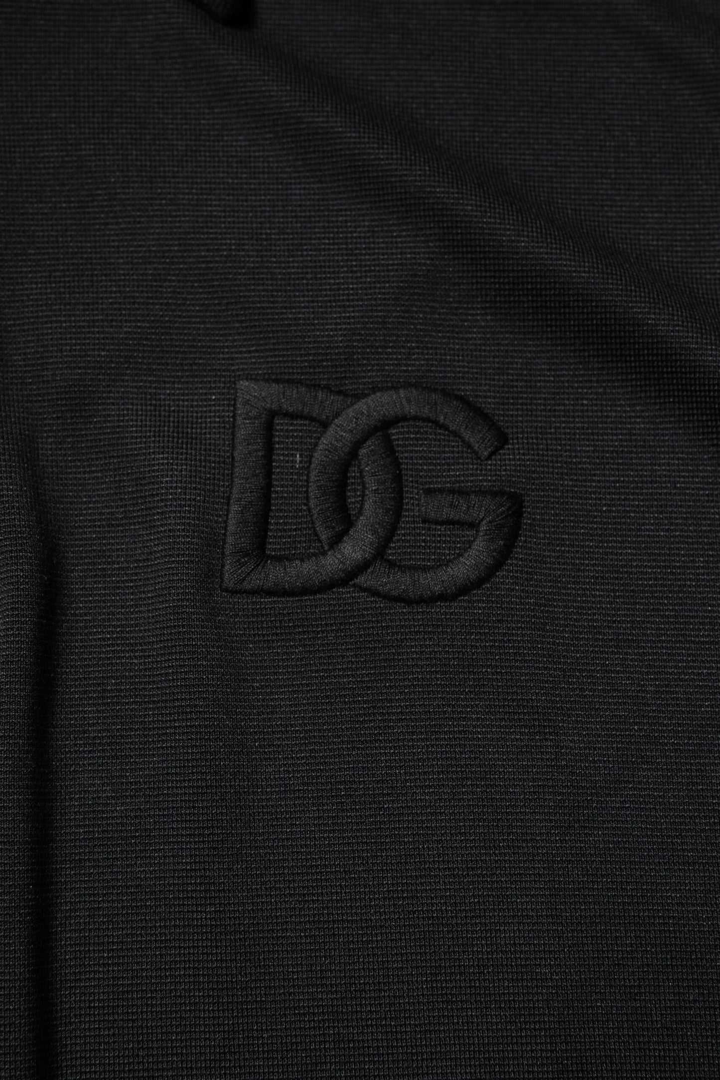Polo à col en polyester noir avec logo DG