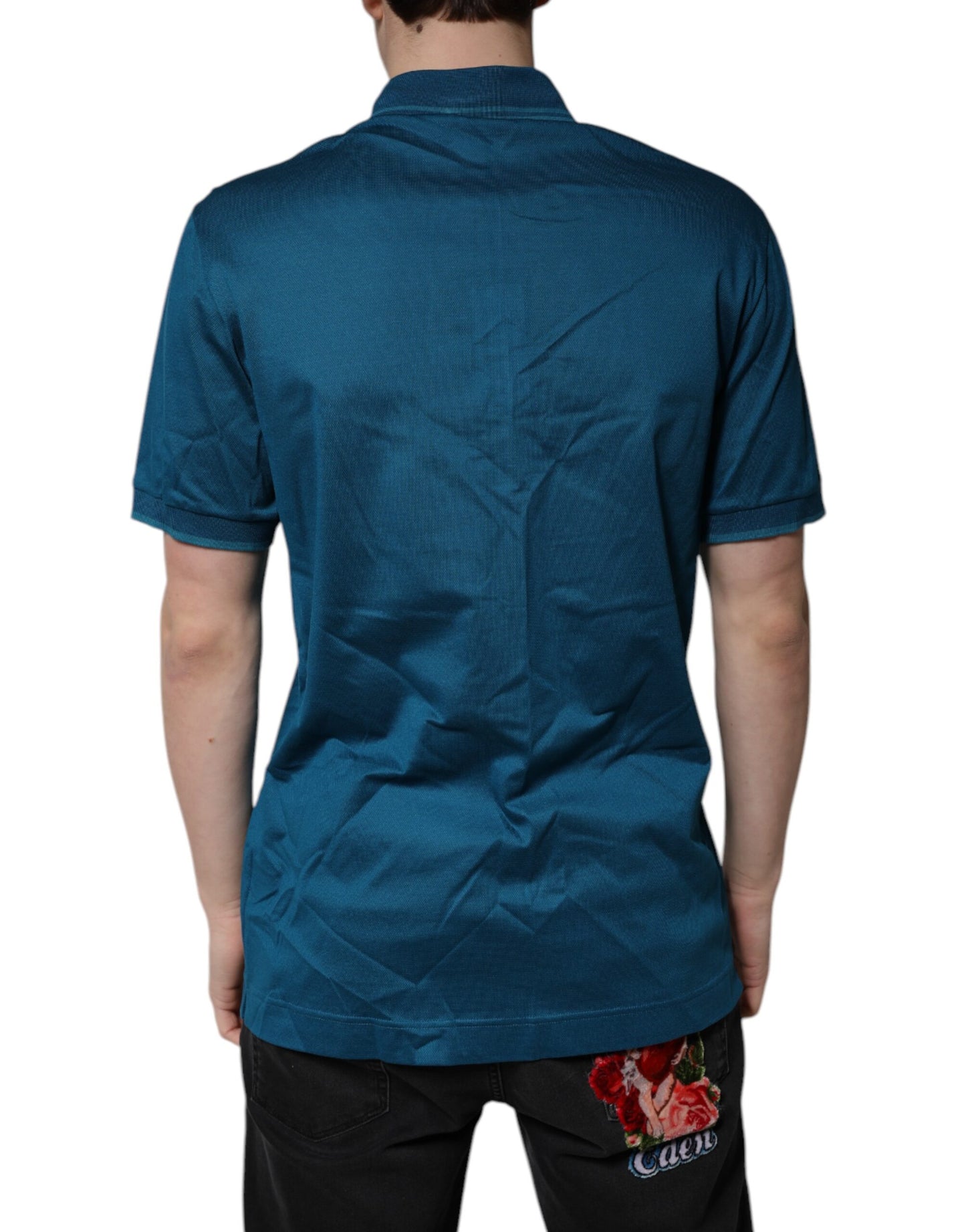 Polo en coton bleu avec logo pour homme