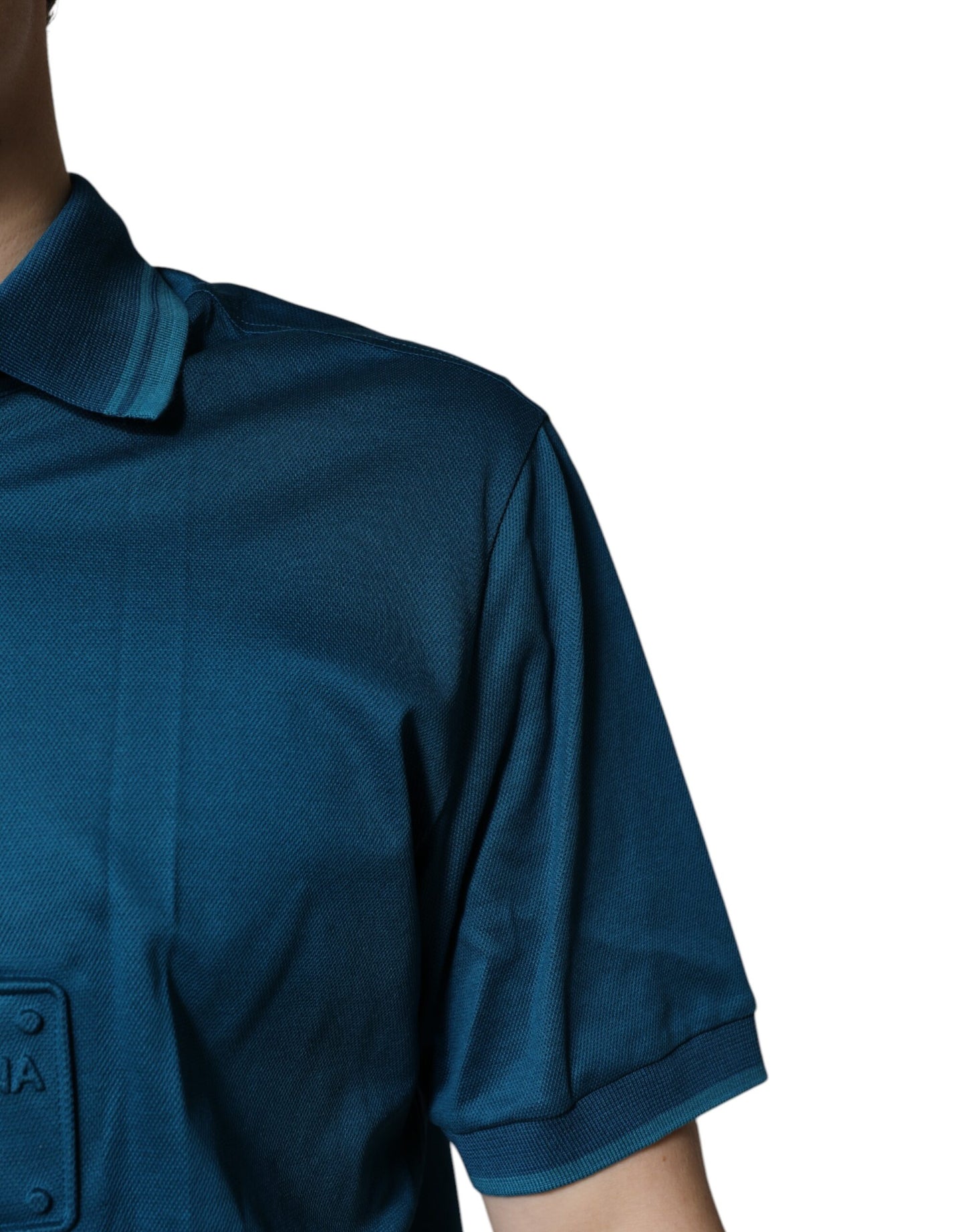 Polo en coton bleu avec logo pour homme