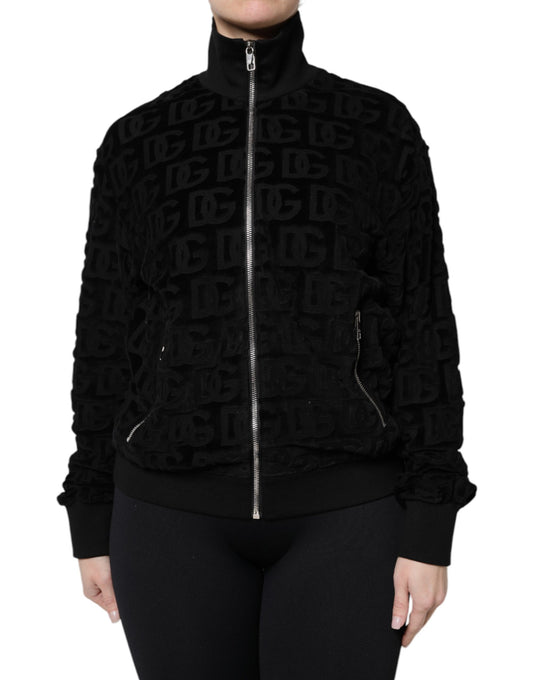 Chaqueta bomber con cremallera completa y monograma del logotipo negro
