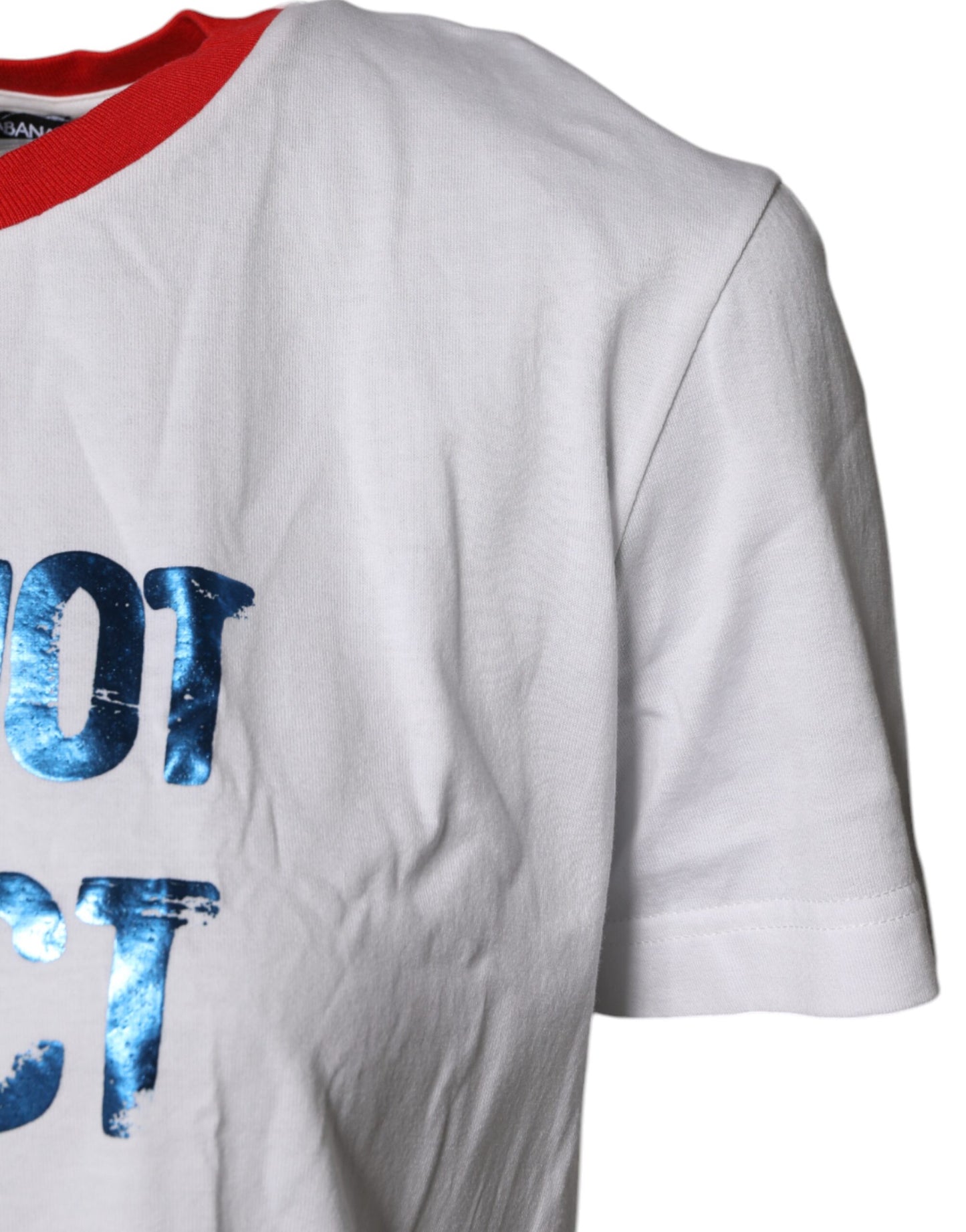 Camiseta blanca de algodón con cuello redondo y estampado gráfico