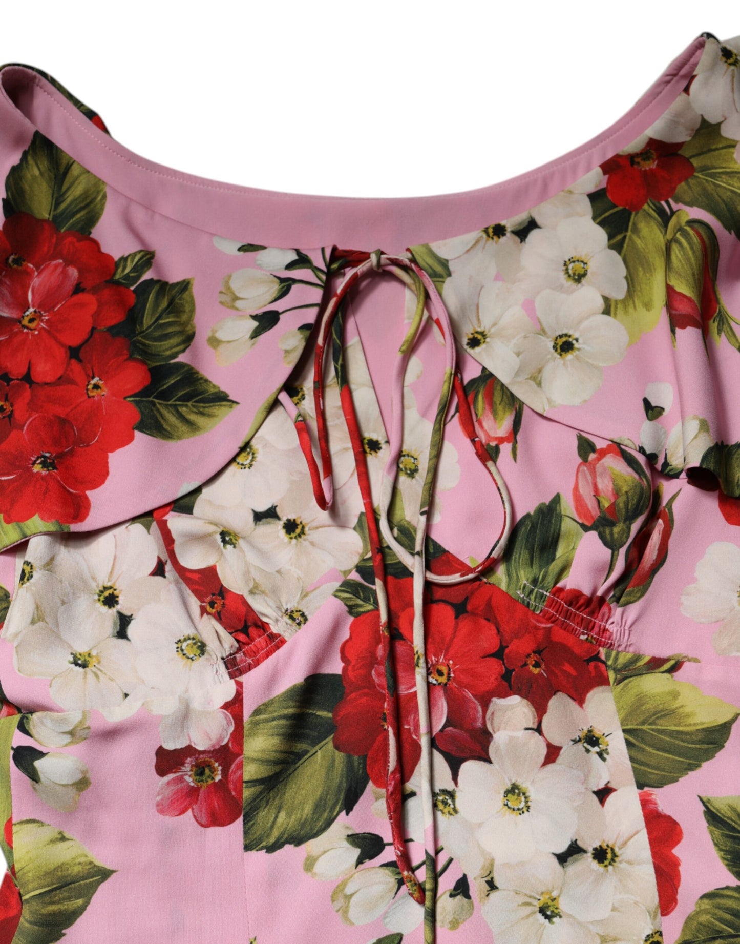 Blusa de manga corta de seda con estampado floral rosa