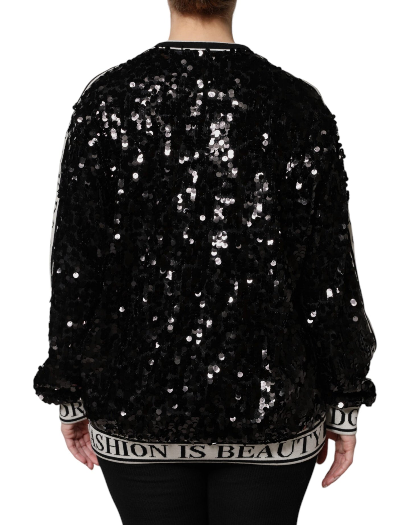 Pull à paillettes noir DG Queen