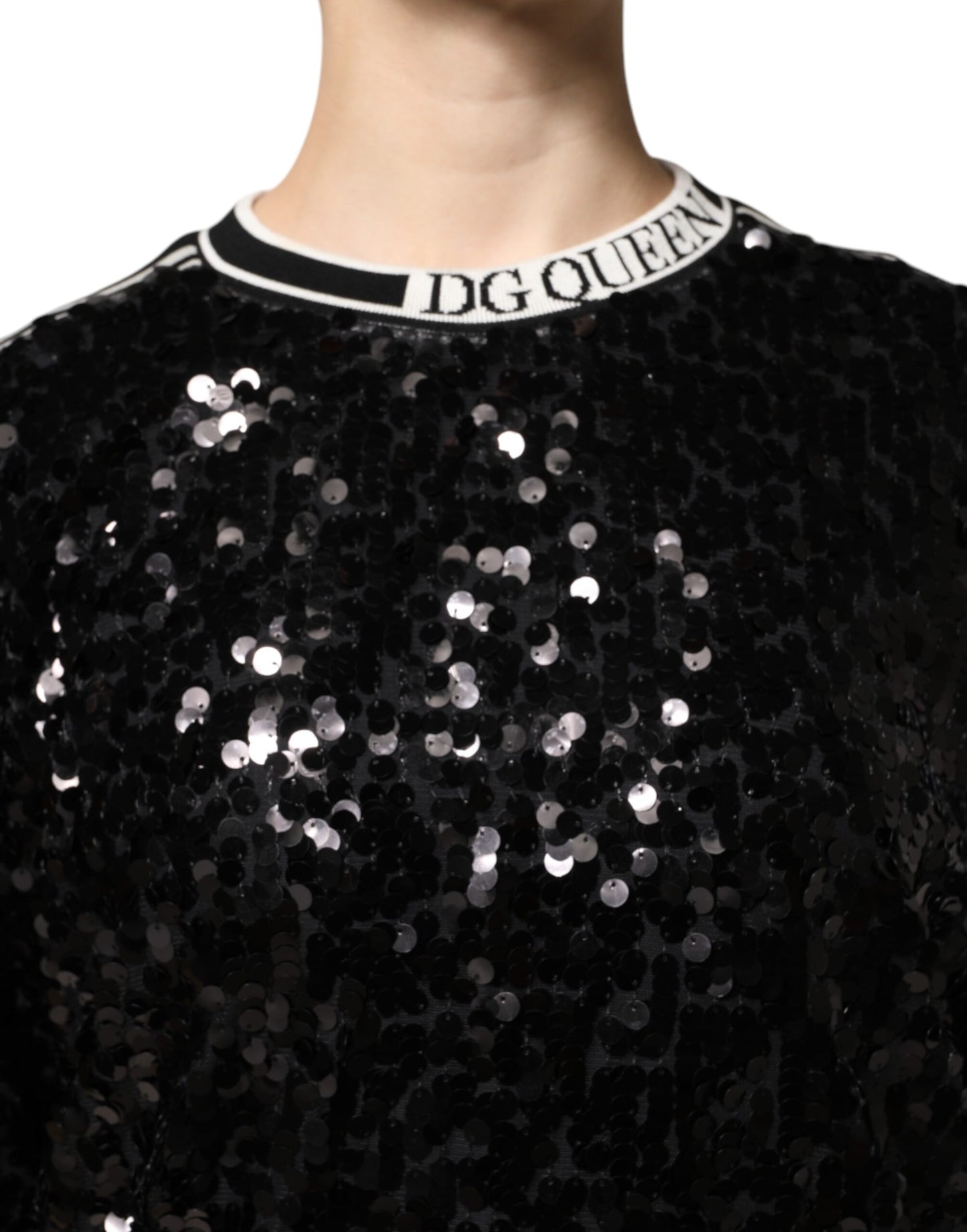 Pull à paillettes noir DG Queen
