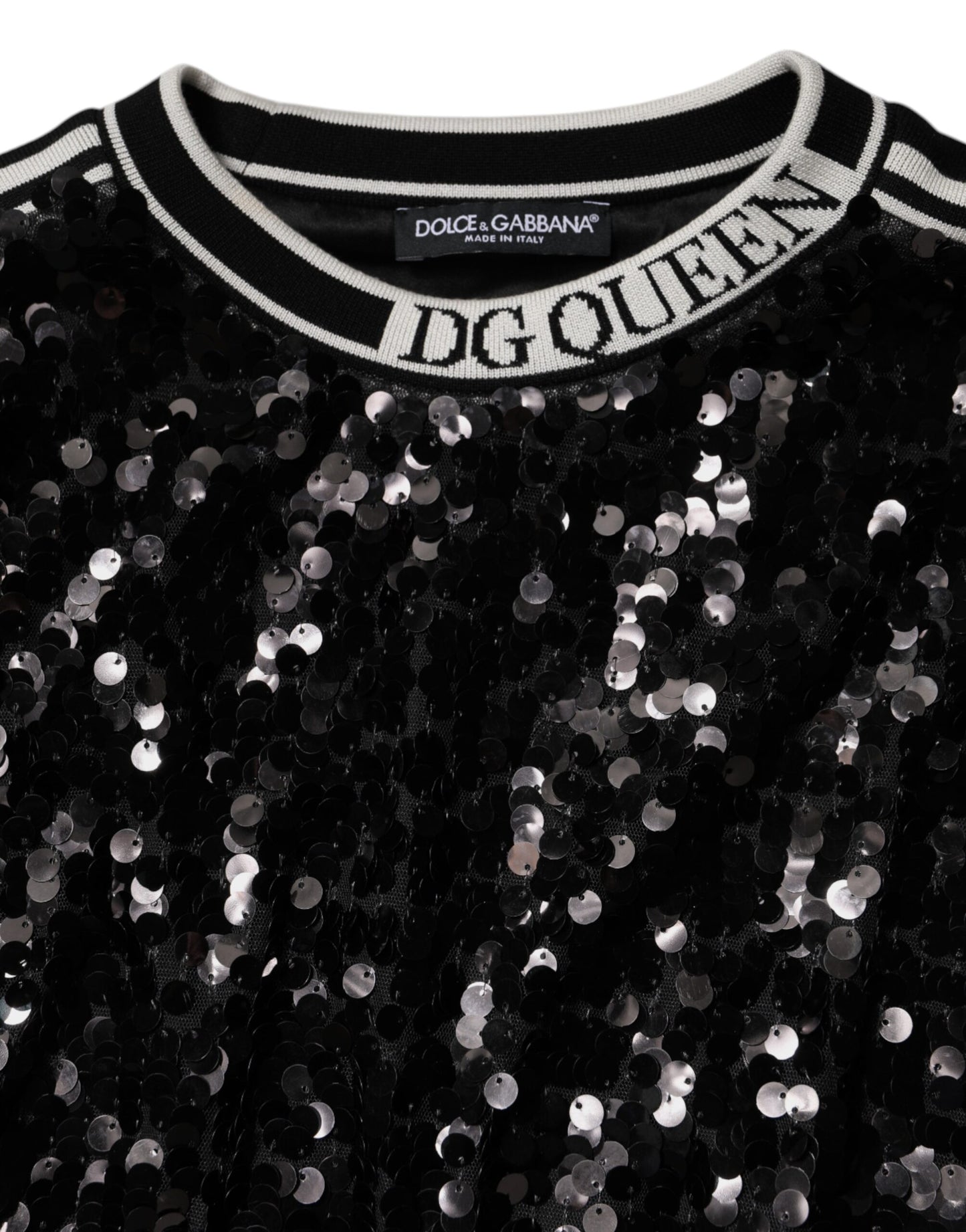Pull à paillettes noir DG Queen
