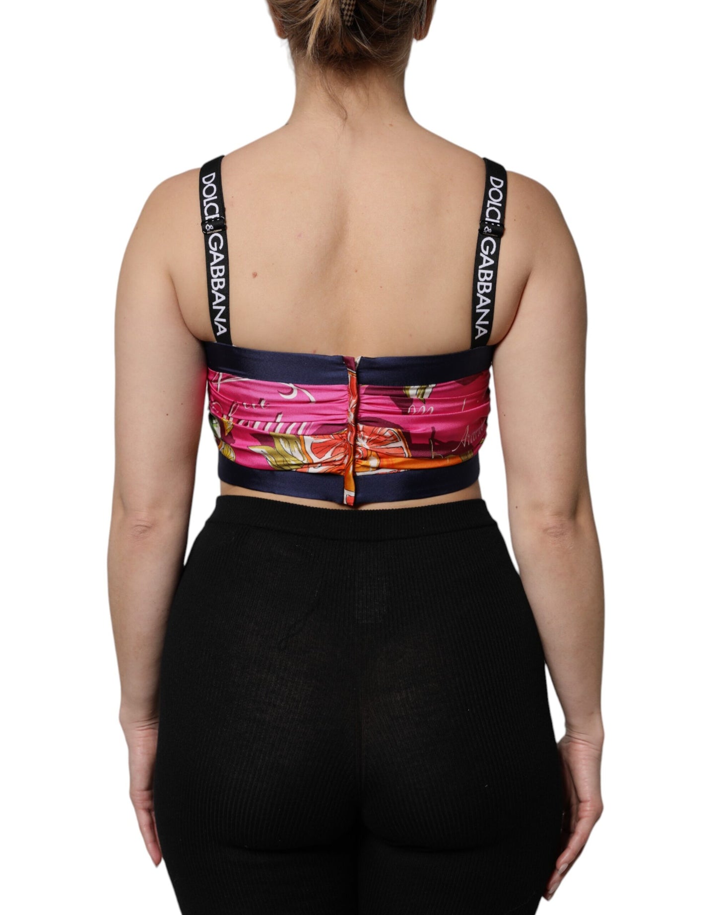 Top corto sin mangas con estampado floral multicolor