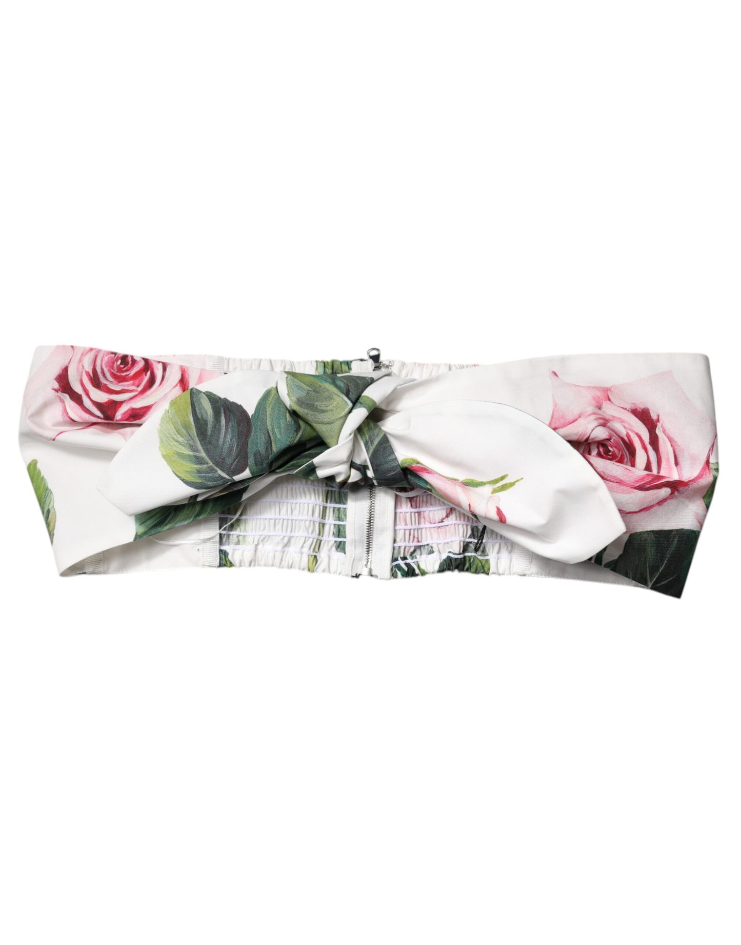 Top tipo corsé con corpiño corto y estampado floral blanco