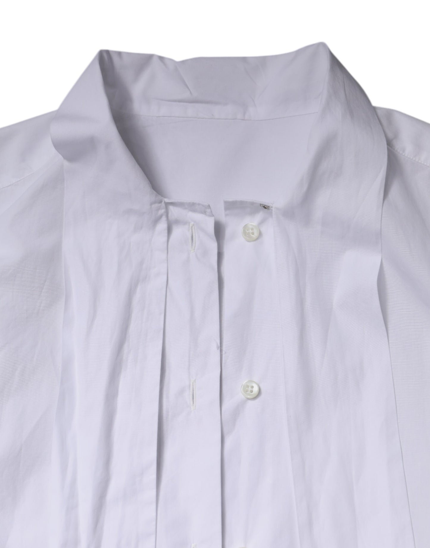 Blusa blanca de manga larga con cuello Ascot