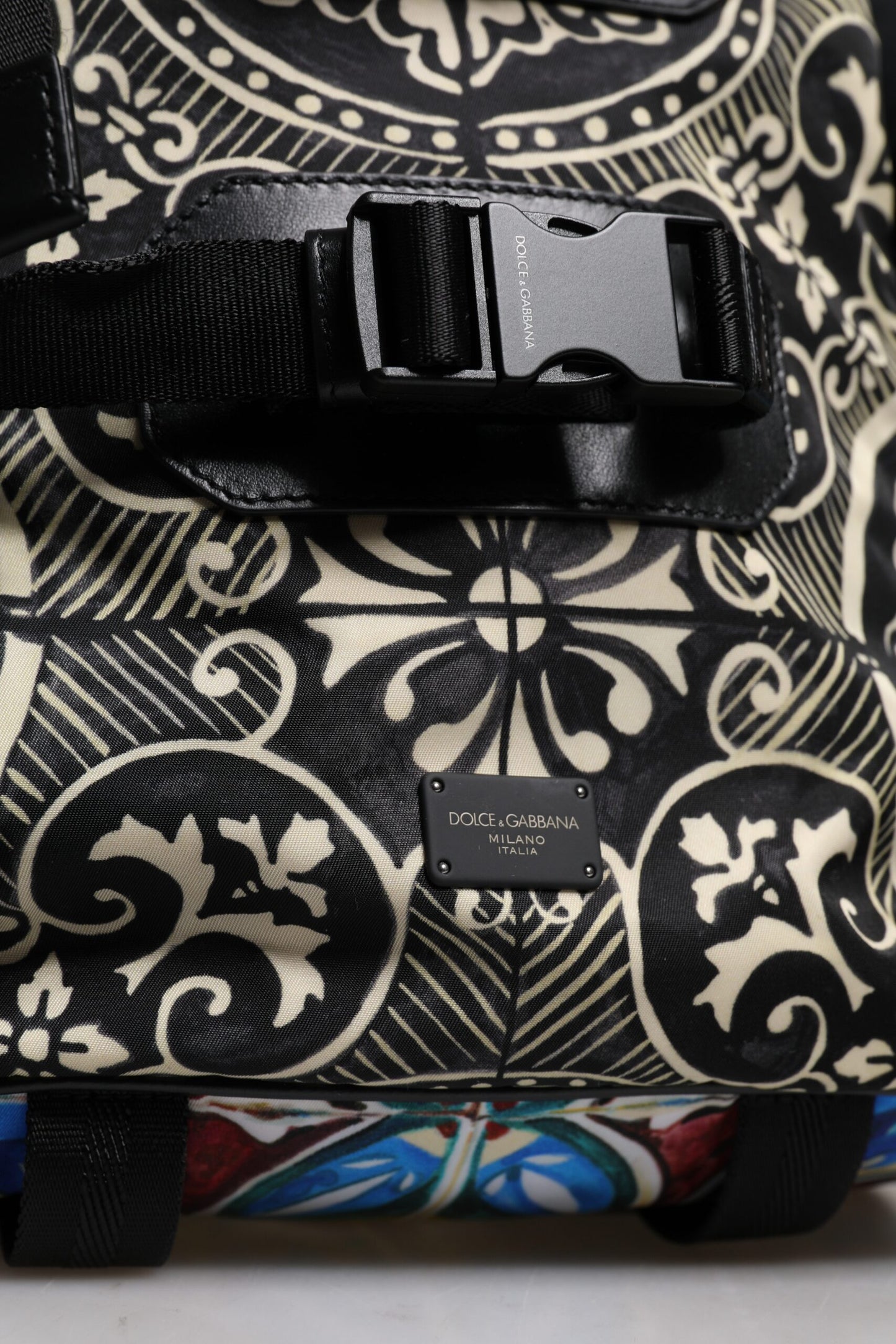 Sac à dos en nylon à imprimé majolique multicolore