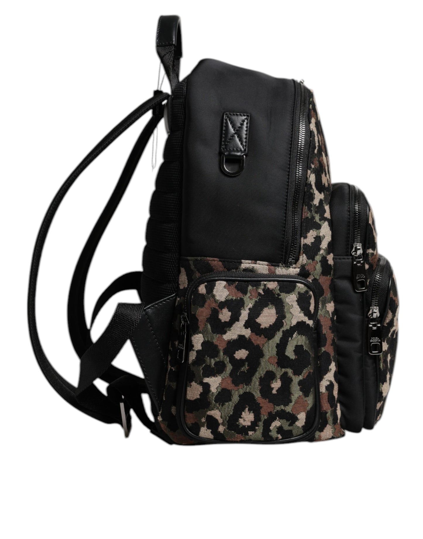 Mochila para hombre con placa del logotipo de DG y estampado de leopardo multicolor