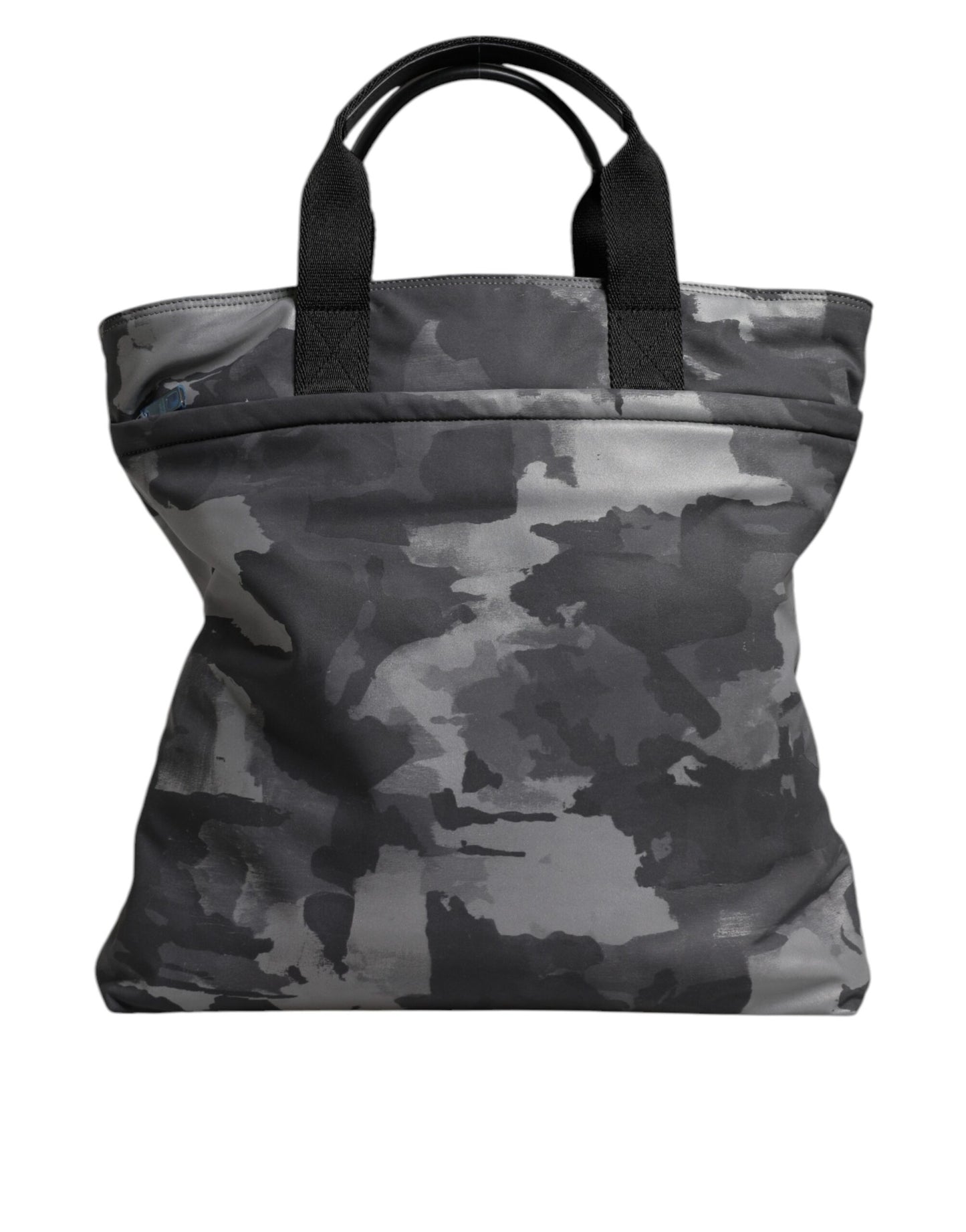 Bolso tote de algodón con múltiples compartimentos y estampado de camuflaje gris