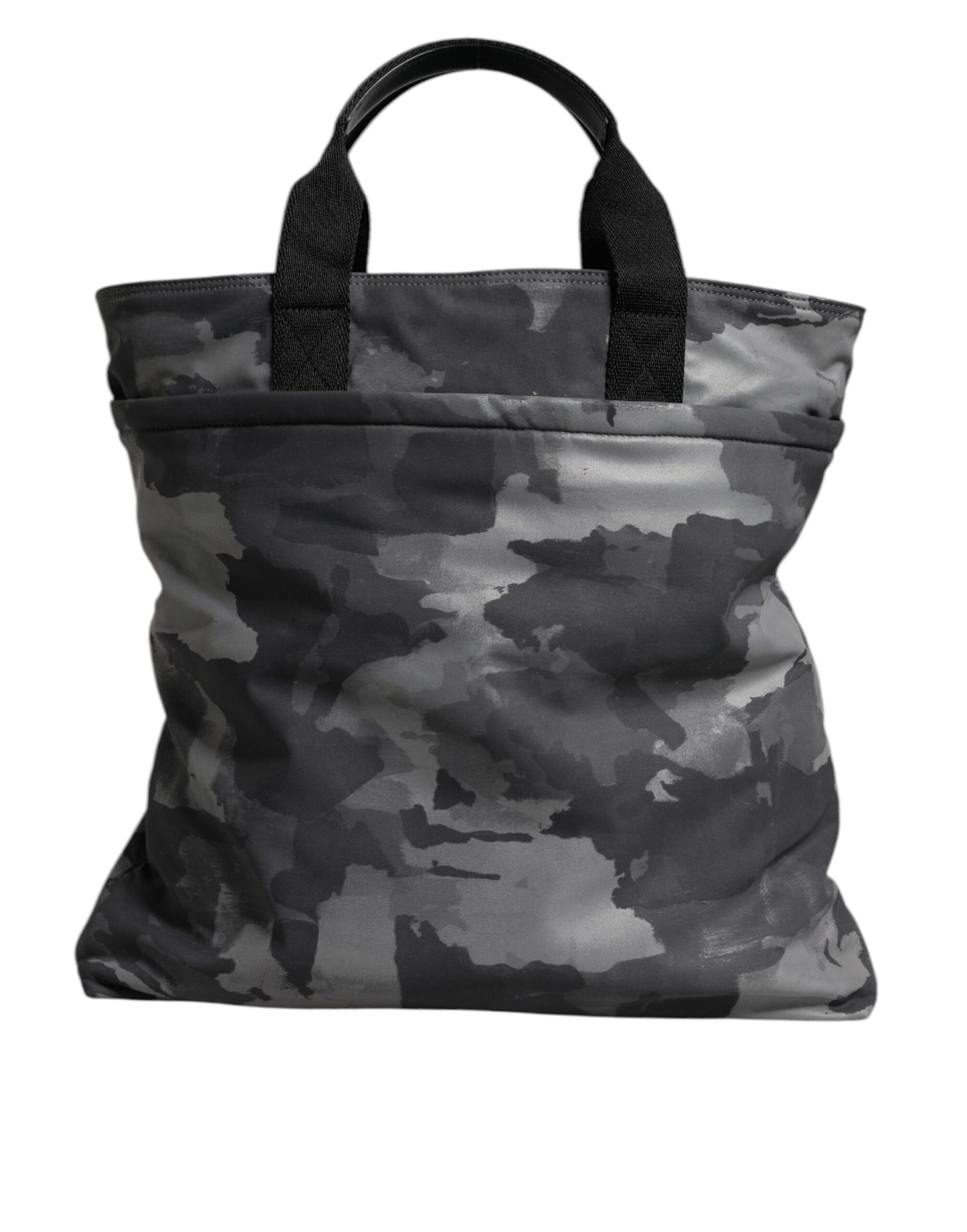 Bolso tote de algodón con múltiples compartimentos y estampado de camuflaje gris