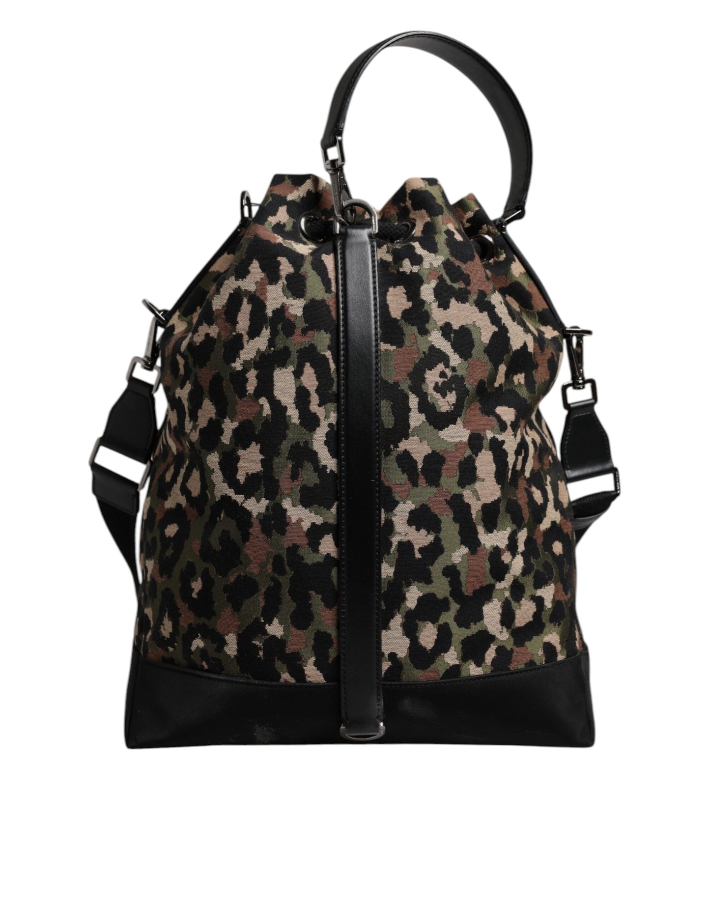 Bolso bandolera tipo cubo de algodón con estampado de leopardo multicolor