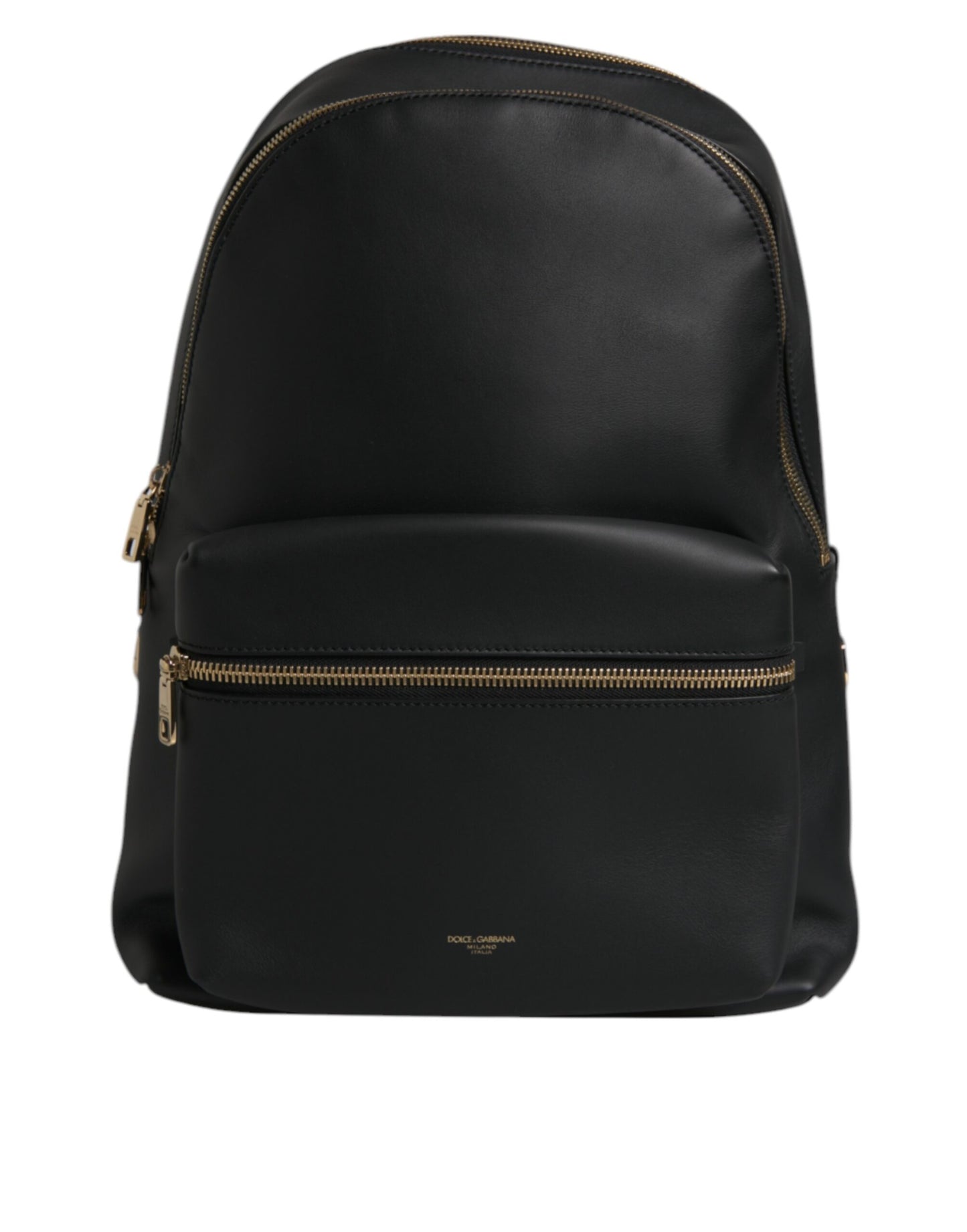 Mochila de viaje de cuero negro con estampado del logotipo de DG