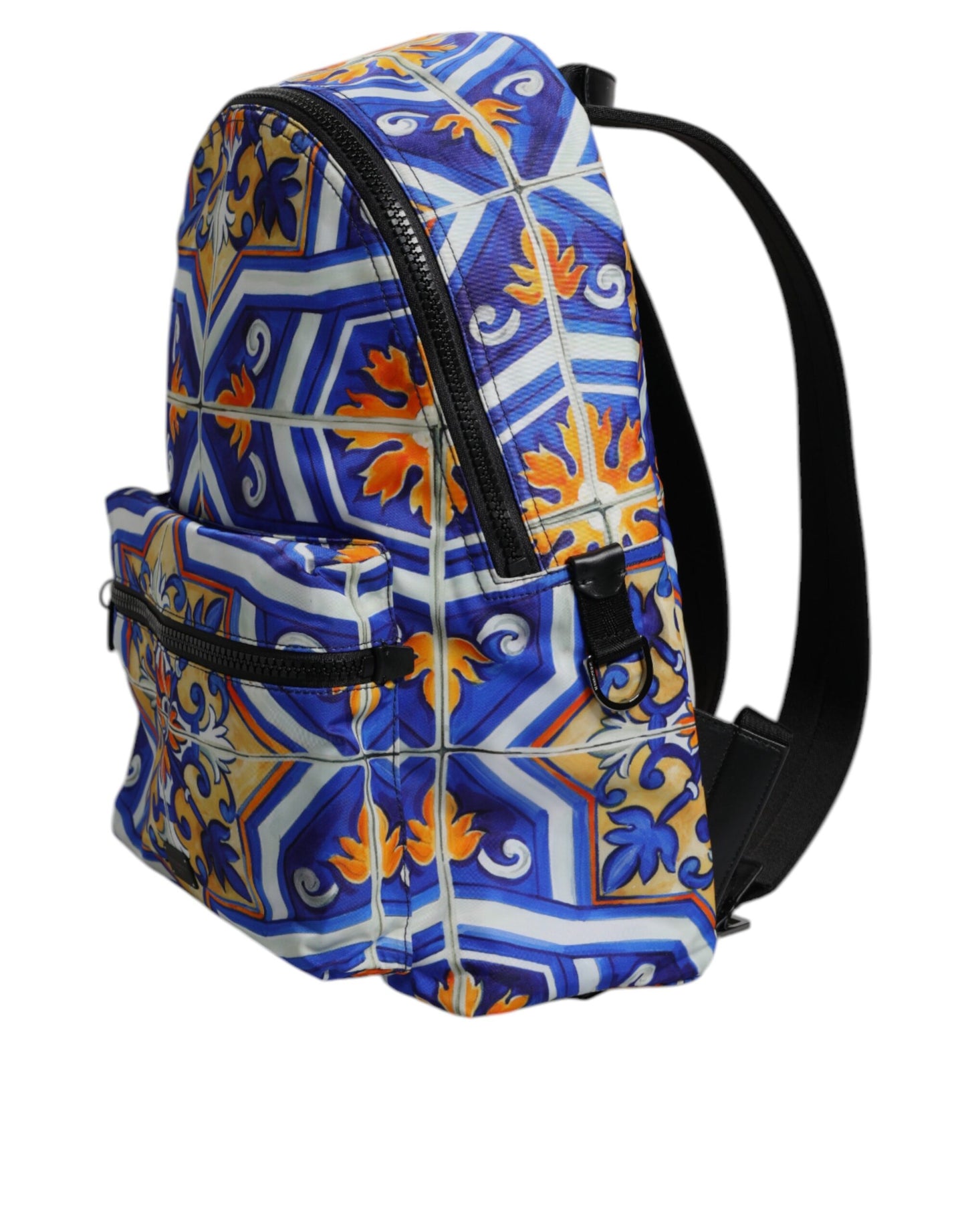 Mochila de viaje de nailon con estampado de mayólica multicolor