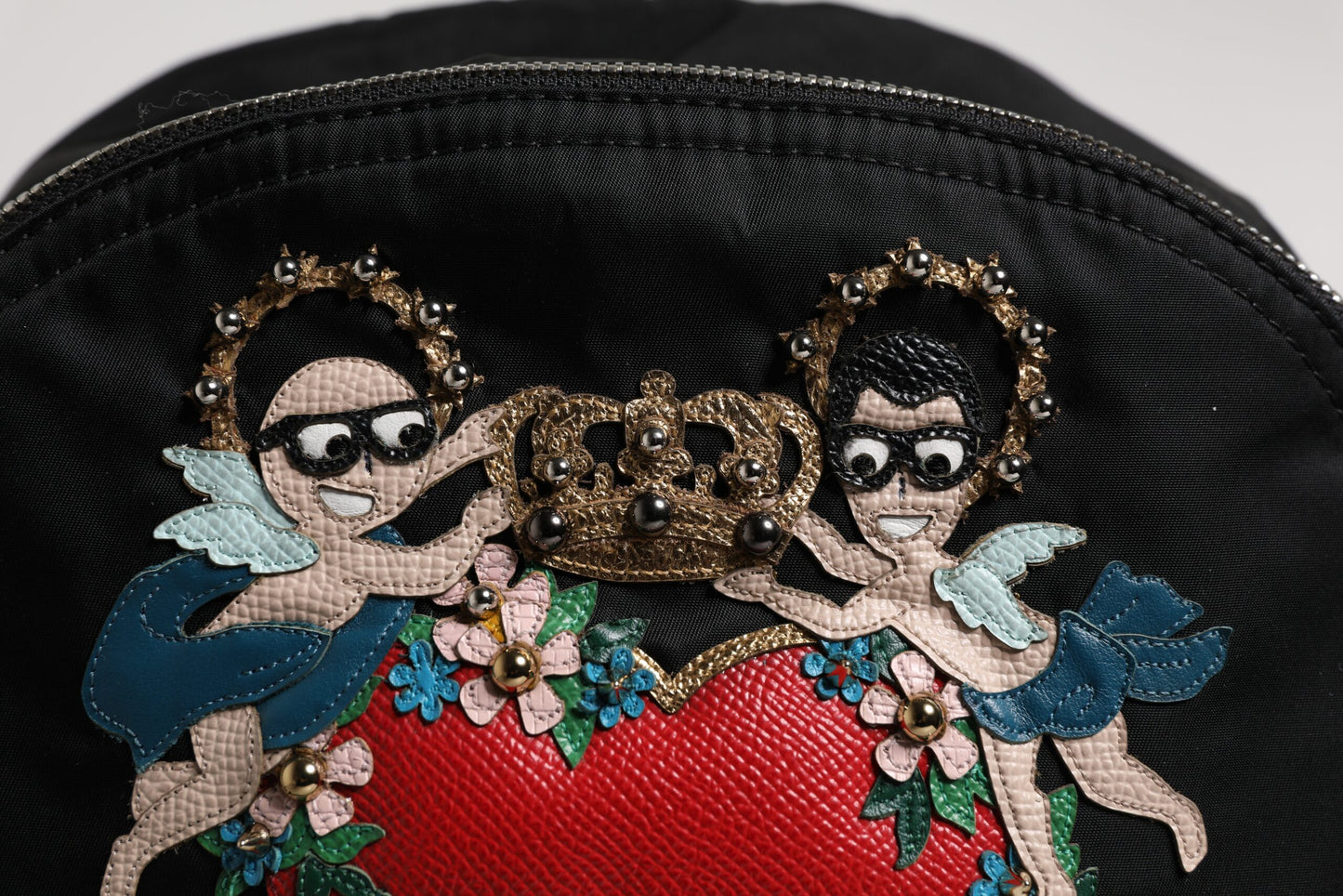 Sac à dos en nylon noir orné #DGFAMILY VULCANO