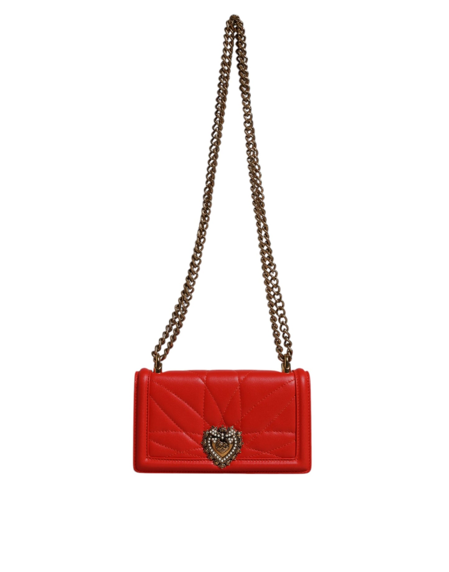 Sac bandoulière matelassé rouge Devotion avec chaîne pour téléphone
