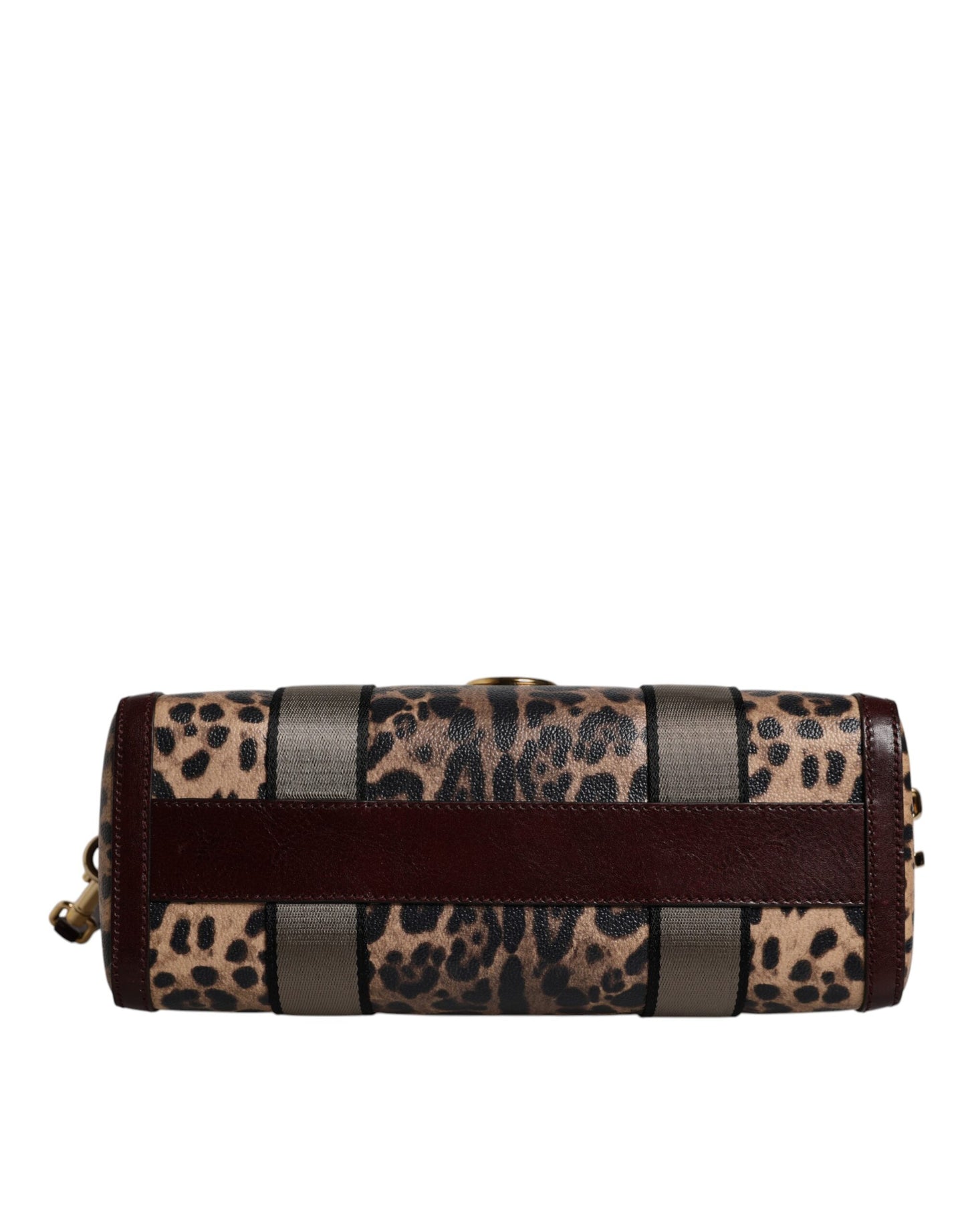 Bolso de lona con correa de hombro de piel de leopardo marrón