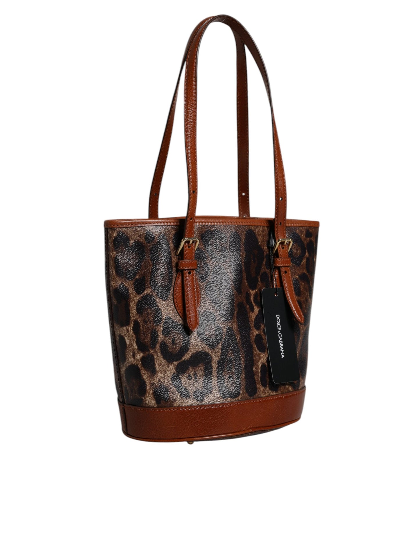 Bolso tote de piel de leopardo marrón con correa para el hombro