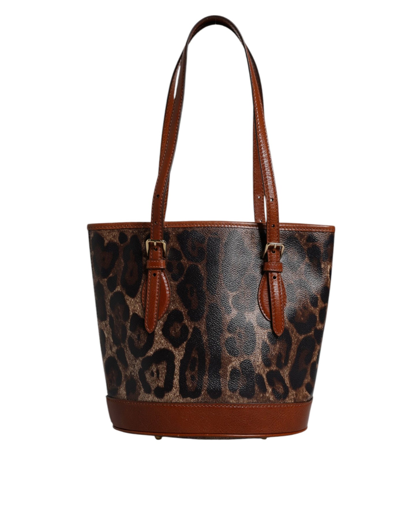 Bolso tote de piel de leopardo marrón con correa para el hombro