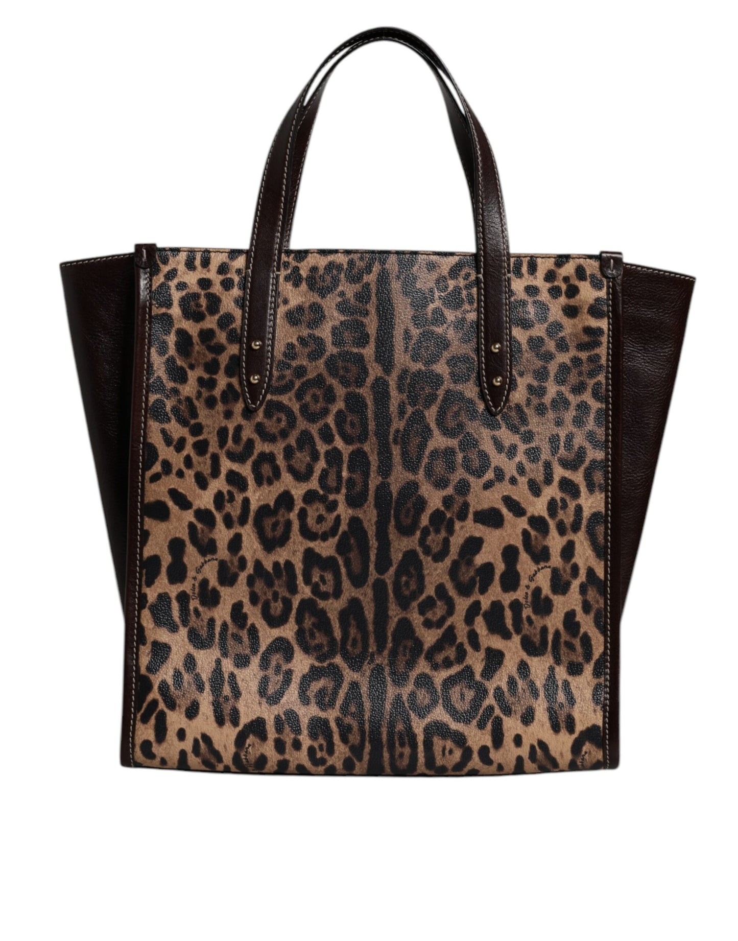 Bolso tote de piel de leopardo marrón con correa para el hombro