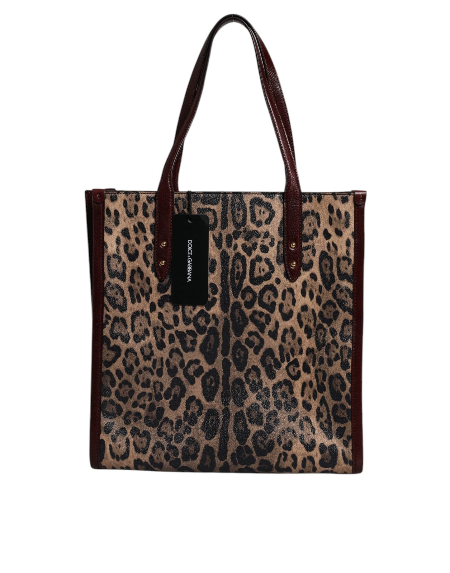 Bolso tote de piel de leopardo marrón con correa para el hombro