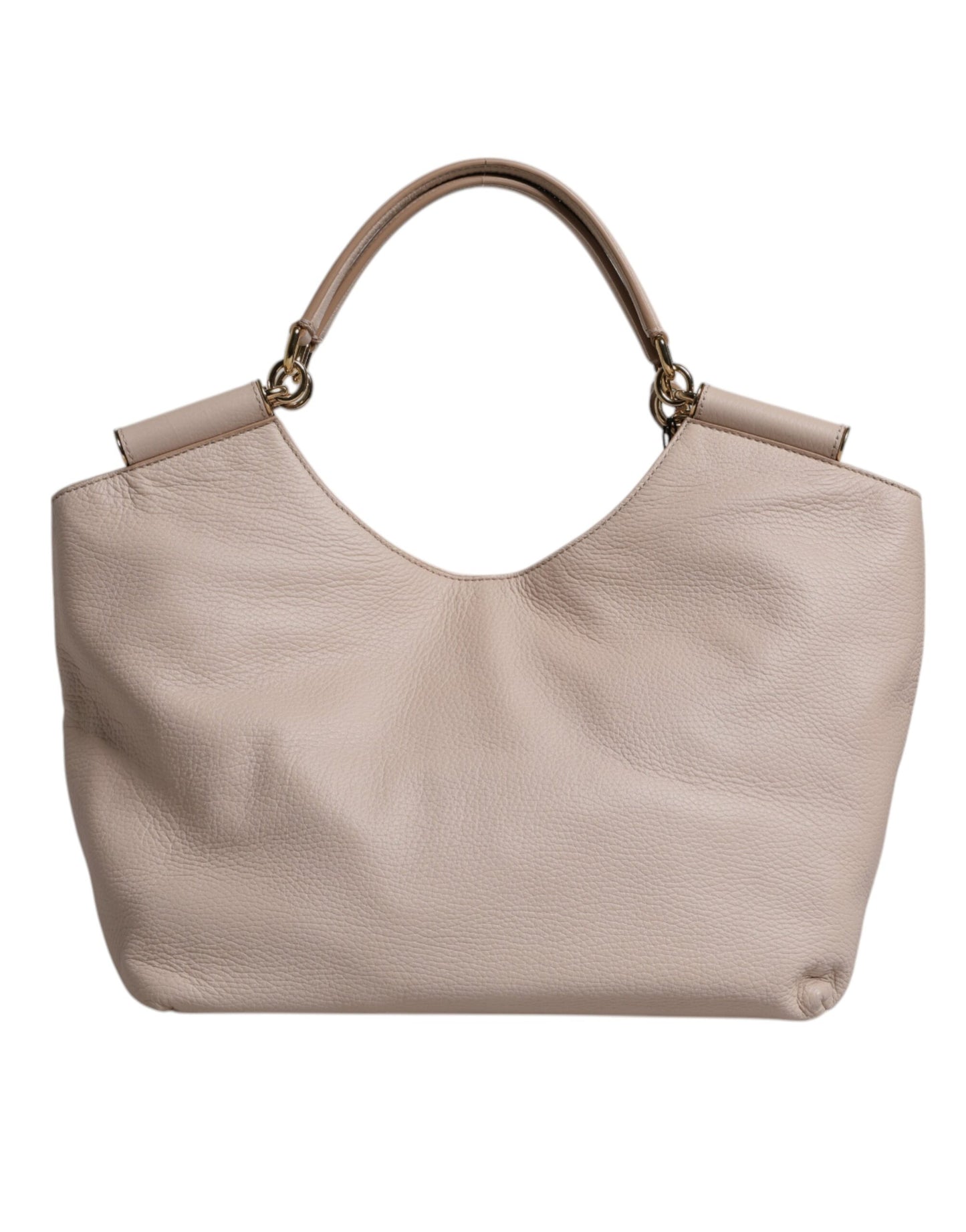 Bolso tote de piel de ciervo rosa claro con placa del logotipo y asa superior
