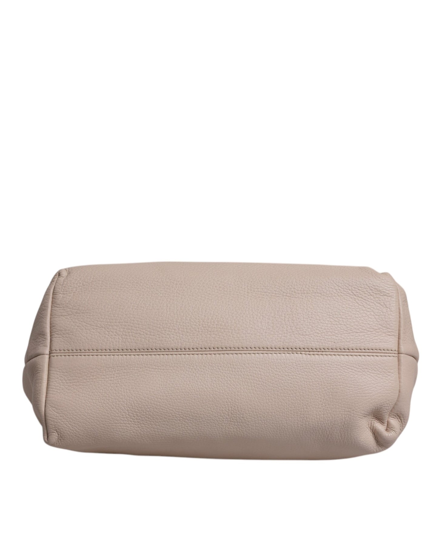 Bolso tote de piel de ciervo rosa claro con placa del logotipo y asa superior