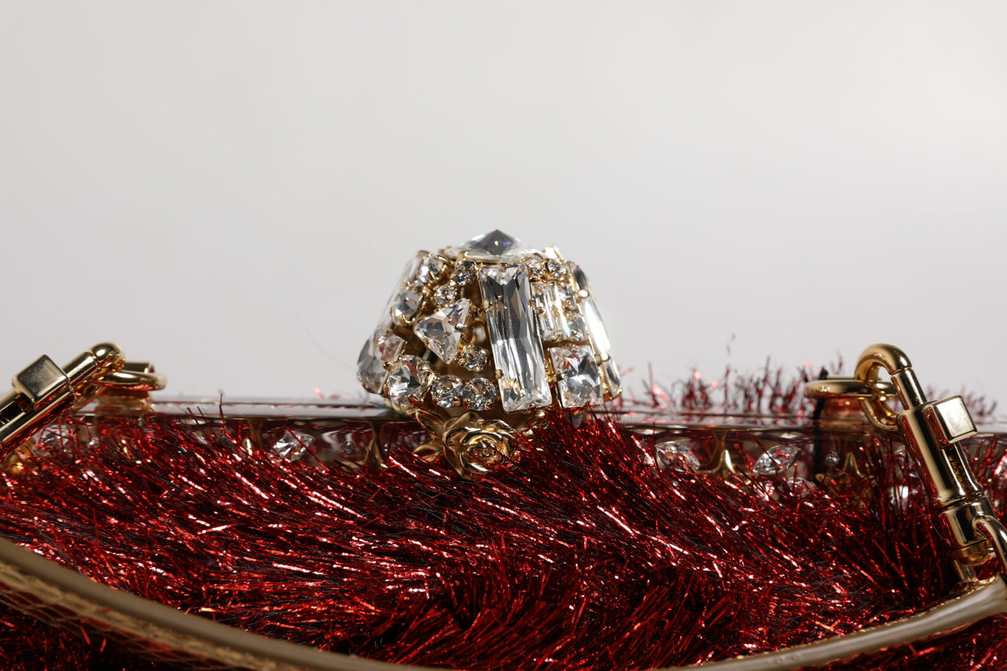 Pochette de soirée VANDA en chaîne et cristaux scintillants rouges