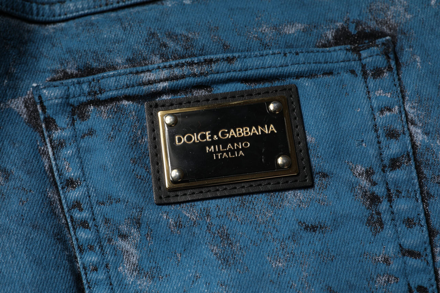 Vaqueros ajustados de algodón con efecto tie-dye azul para hombre