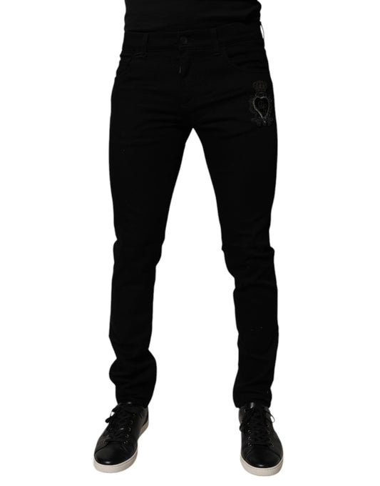 Jean skinny en coton noir Sacred Heart