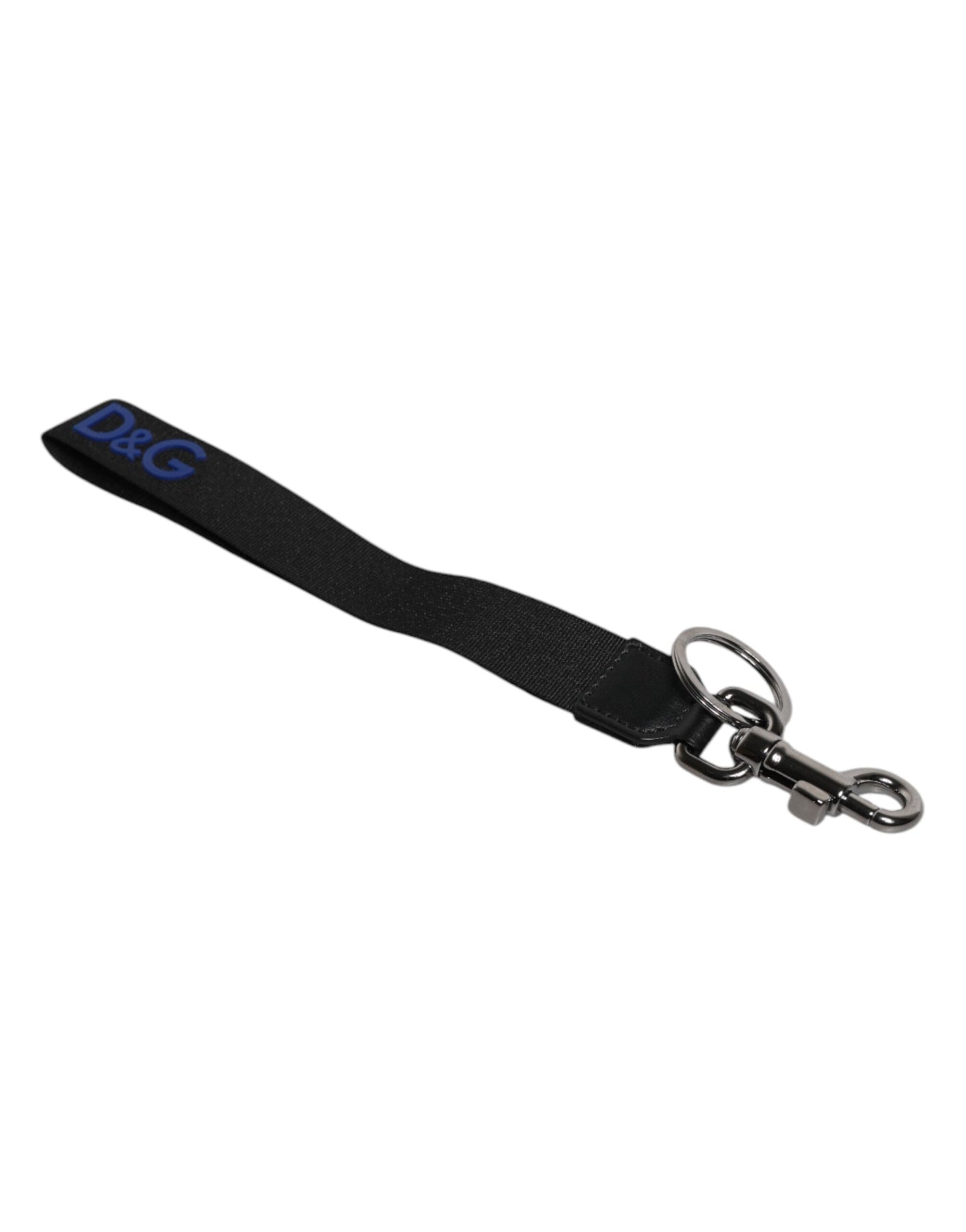 Llavero de nailon con logotipo negro y latón plateado para hombre