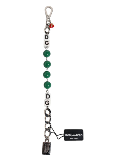 Pulsera con dije de dados de latón en tono plateado con logotipo