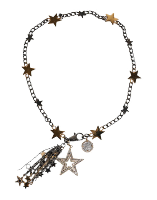 Cinturón de cadena con adornos de latón dorado y plateado