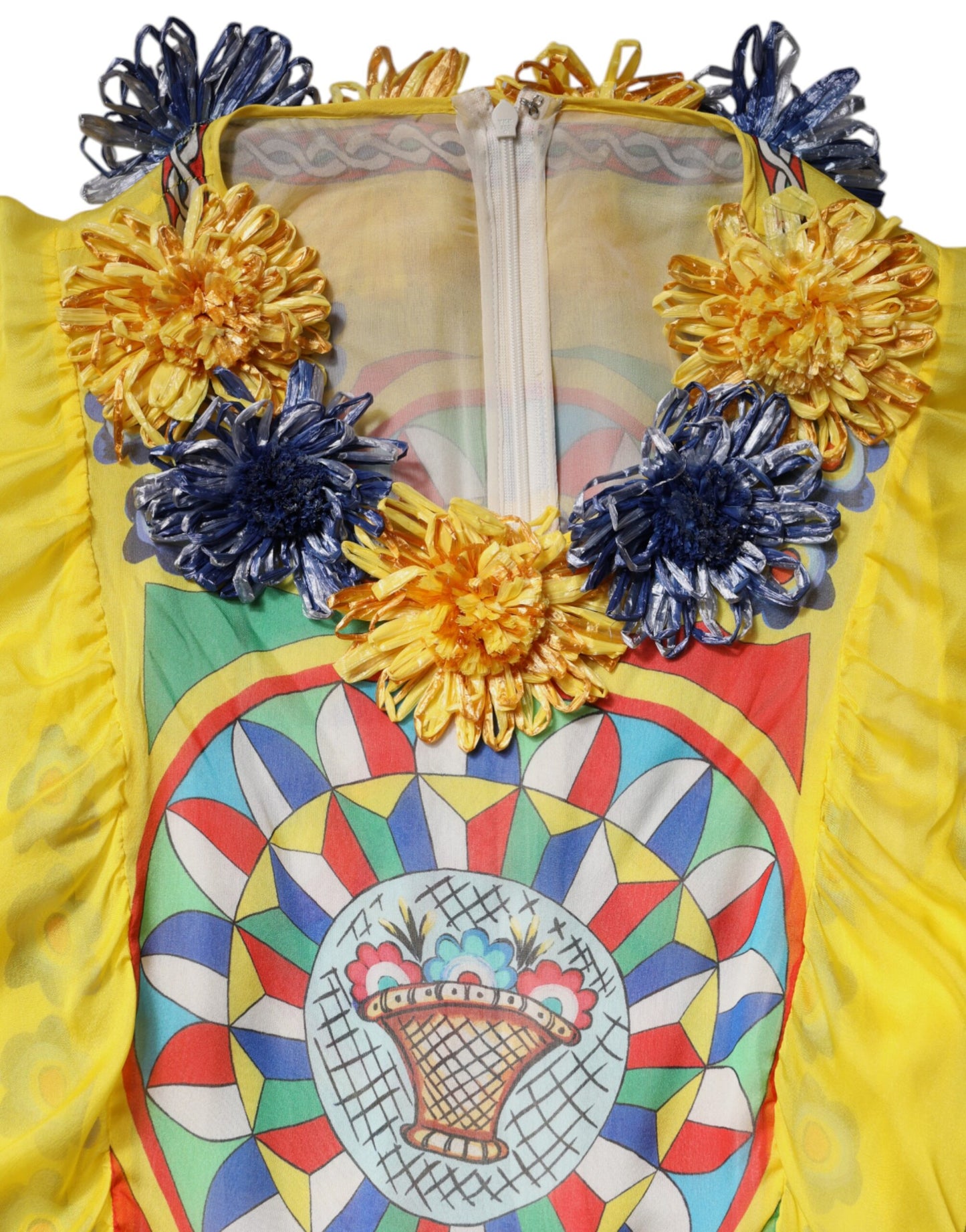 Robe caftan en sergé multicolore à imprimé Carretto