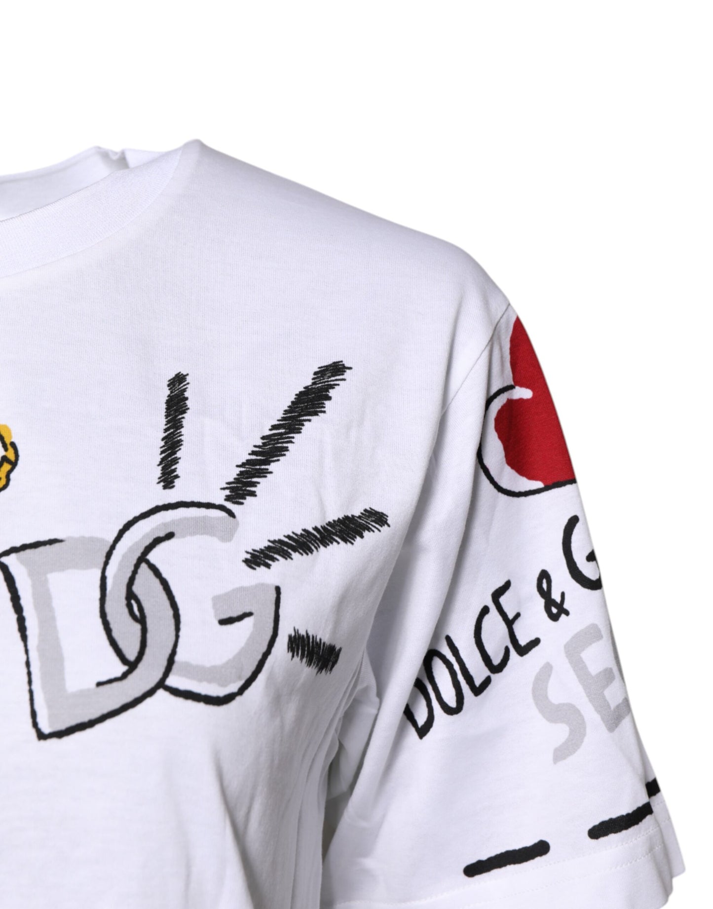Camiseta blanca de jersey estampada de manga corta