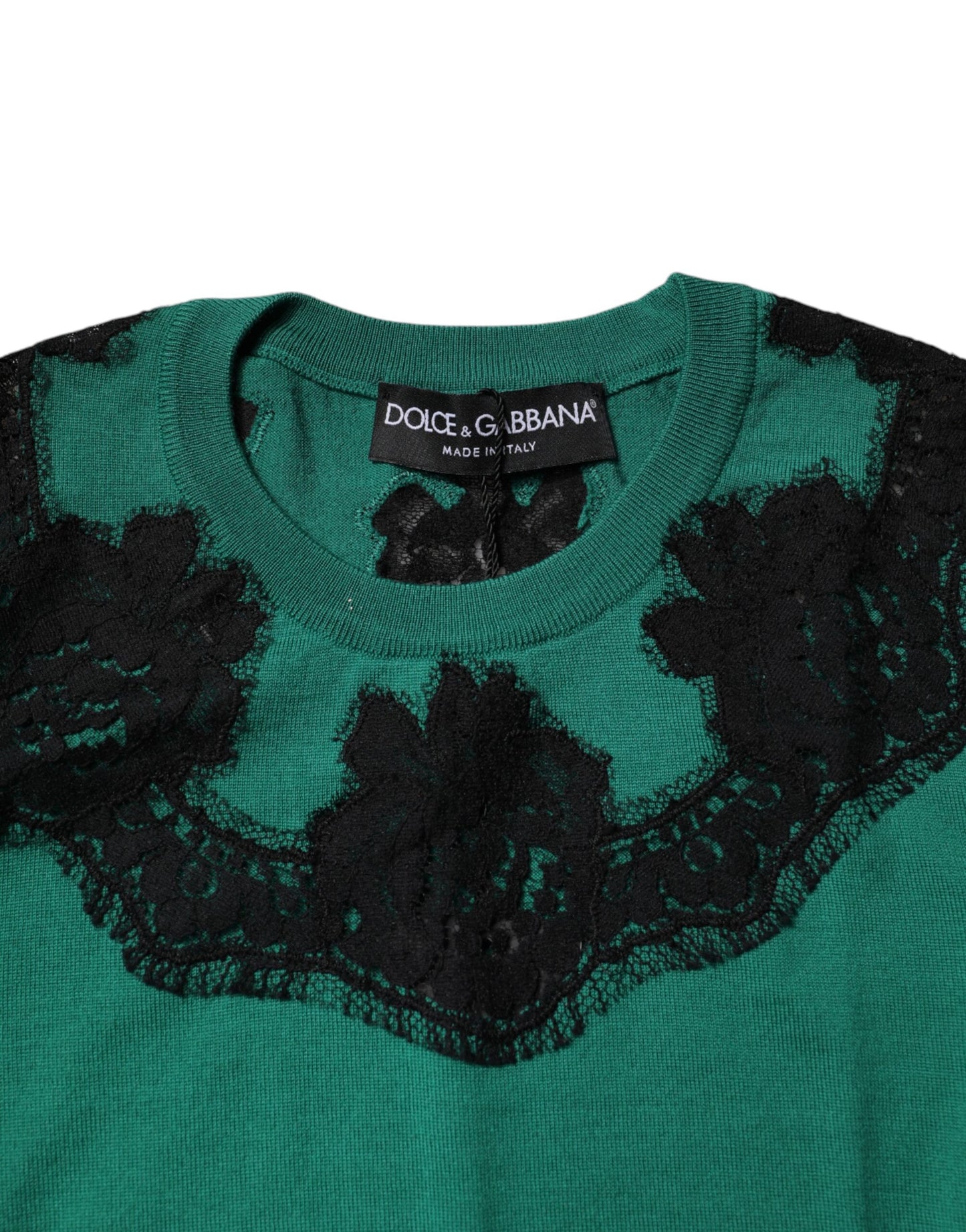 Camiseta sin mangas con detalle de encaje de lana verde