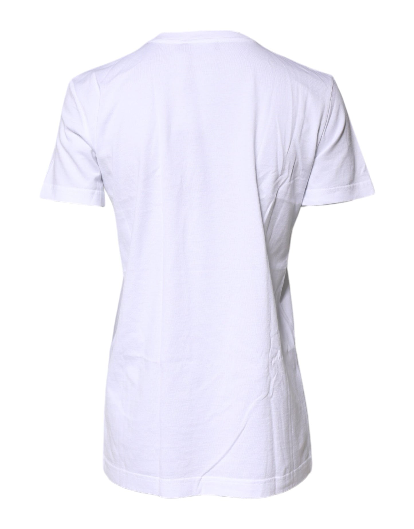 Camiseta blanca de algodón con cuello redondo y estampado