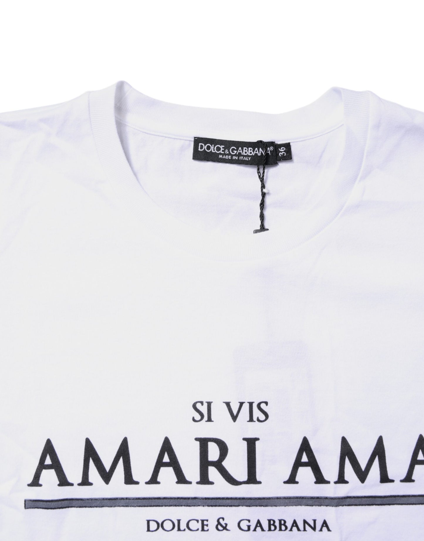 Camiseta blanca de algodón con cuello redondo y estampado