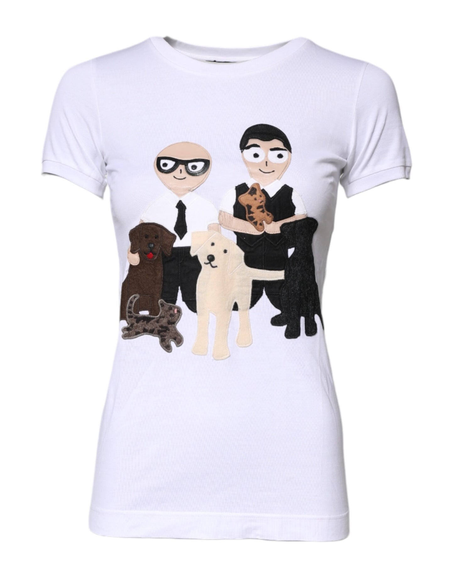 Camiseta blanca de algodón con bordado #DGFAMILY