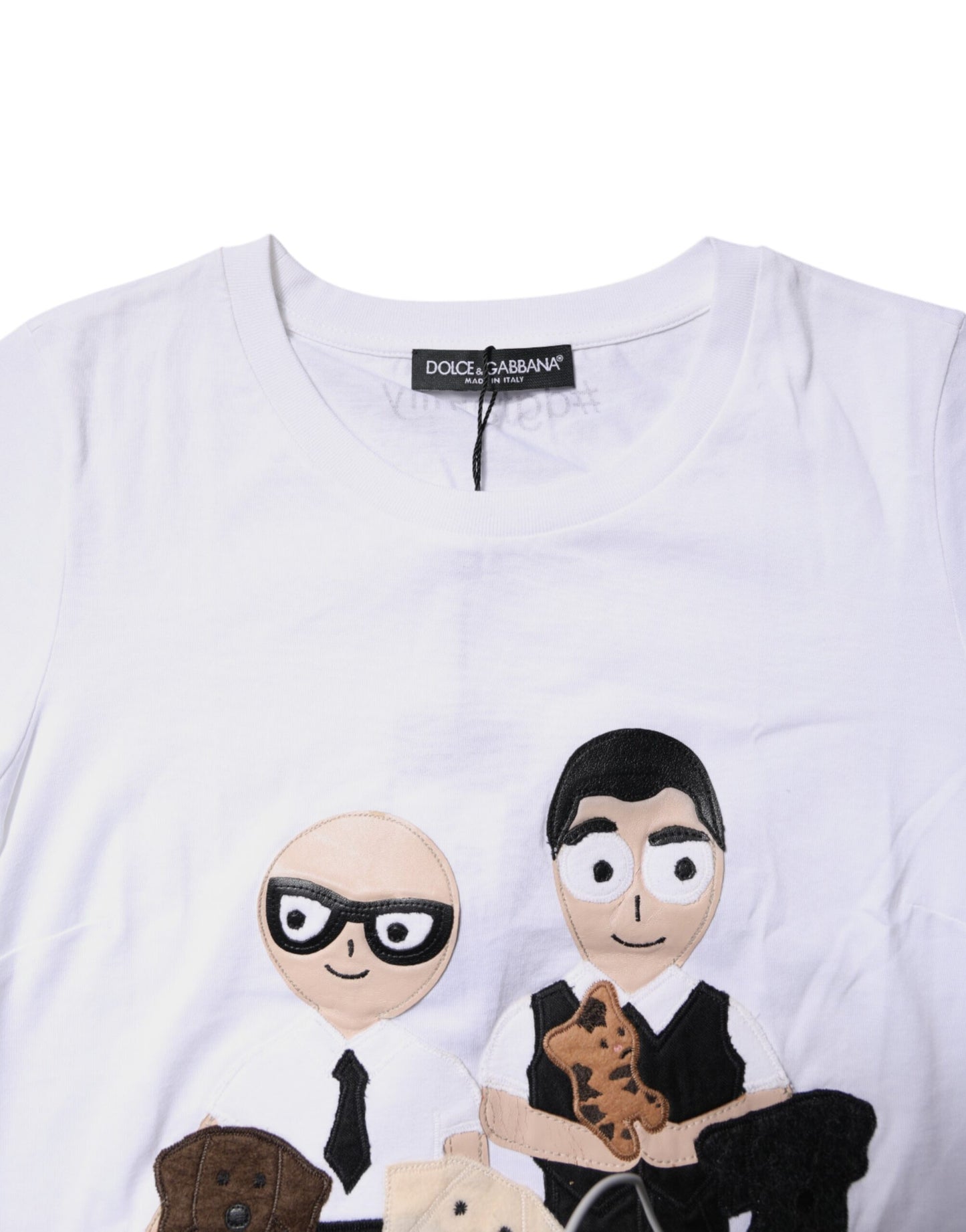 Camiseta blanca de algodón con bordado #DGFAMILY