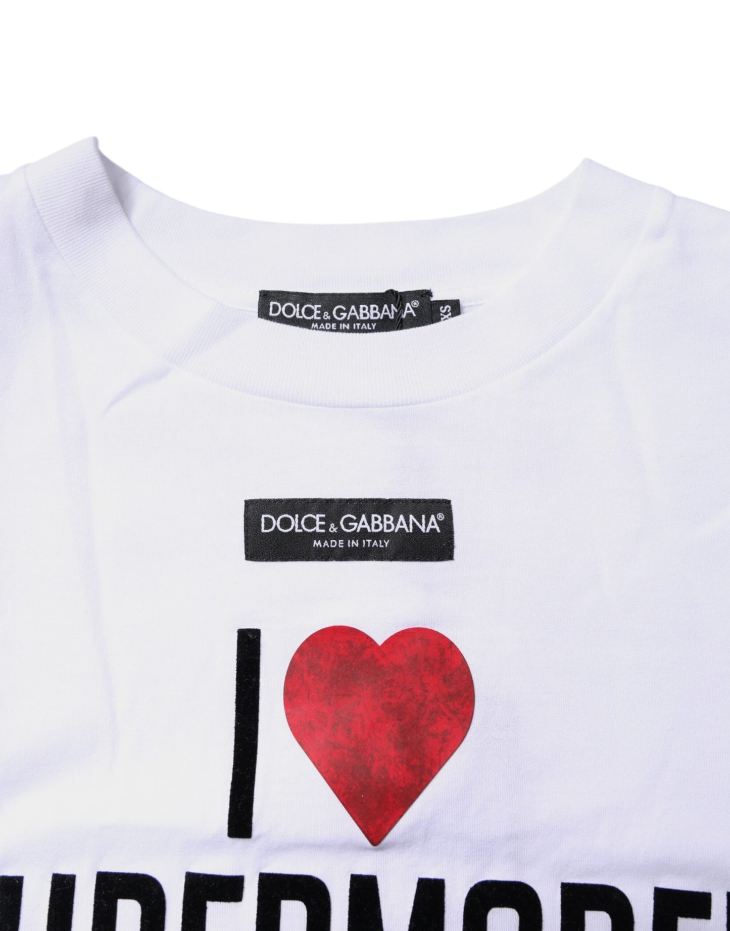 Camiseta de algodón con cuello redondo y estampado blanco