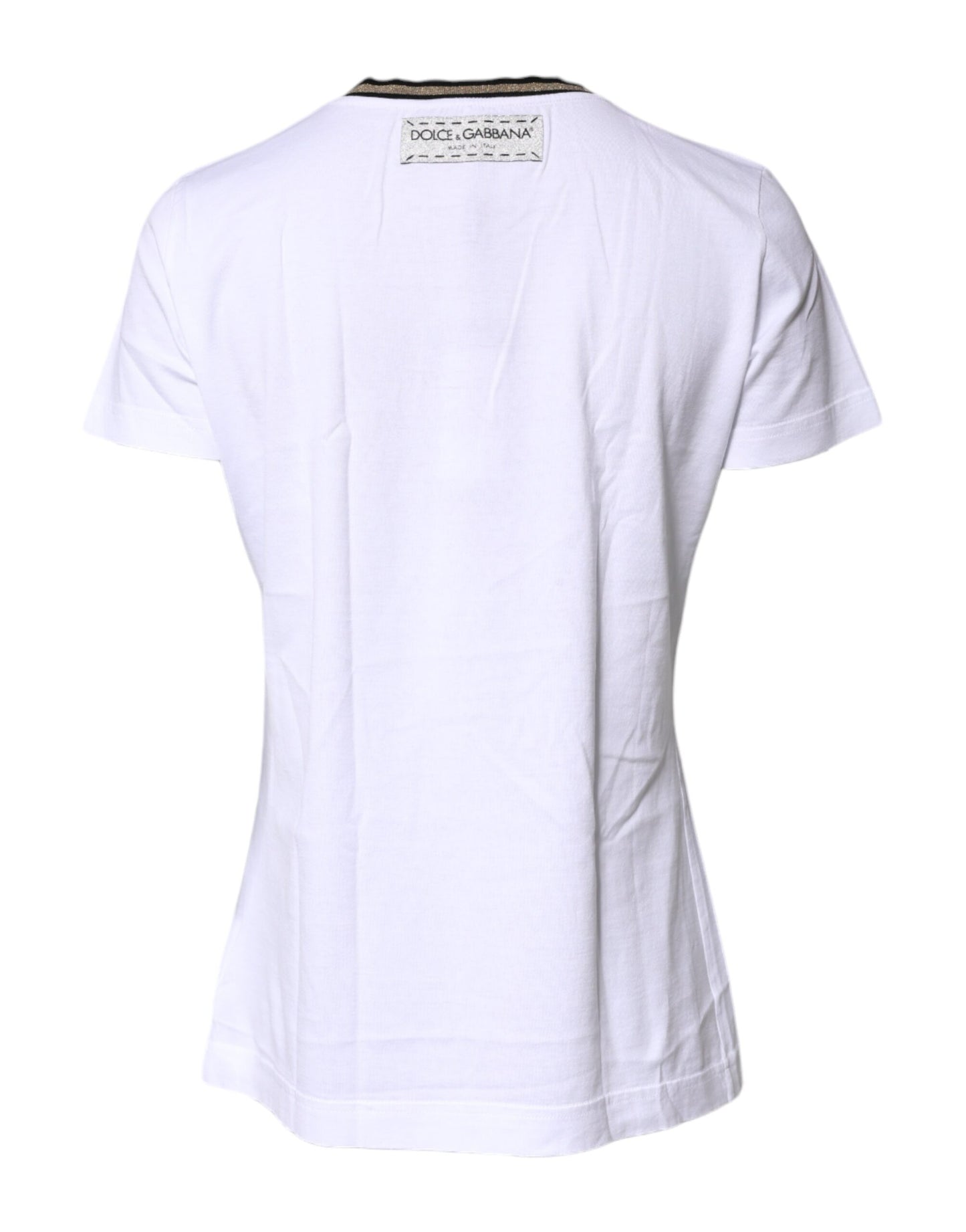 Camiseta de algodón con cuello redondo y estampado blanco