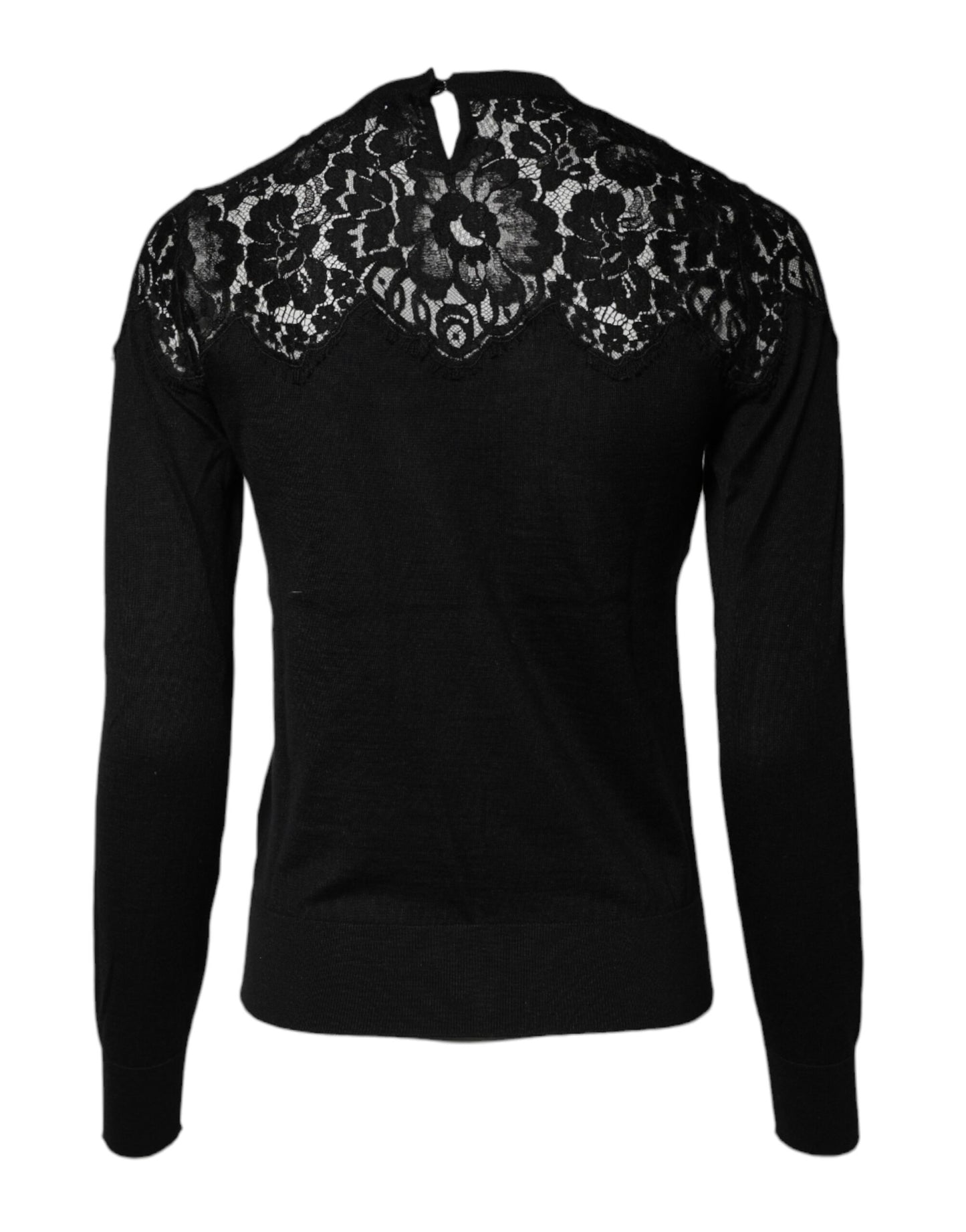 Blusa de manga larga con encaje floral negro